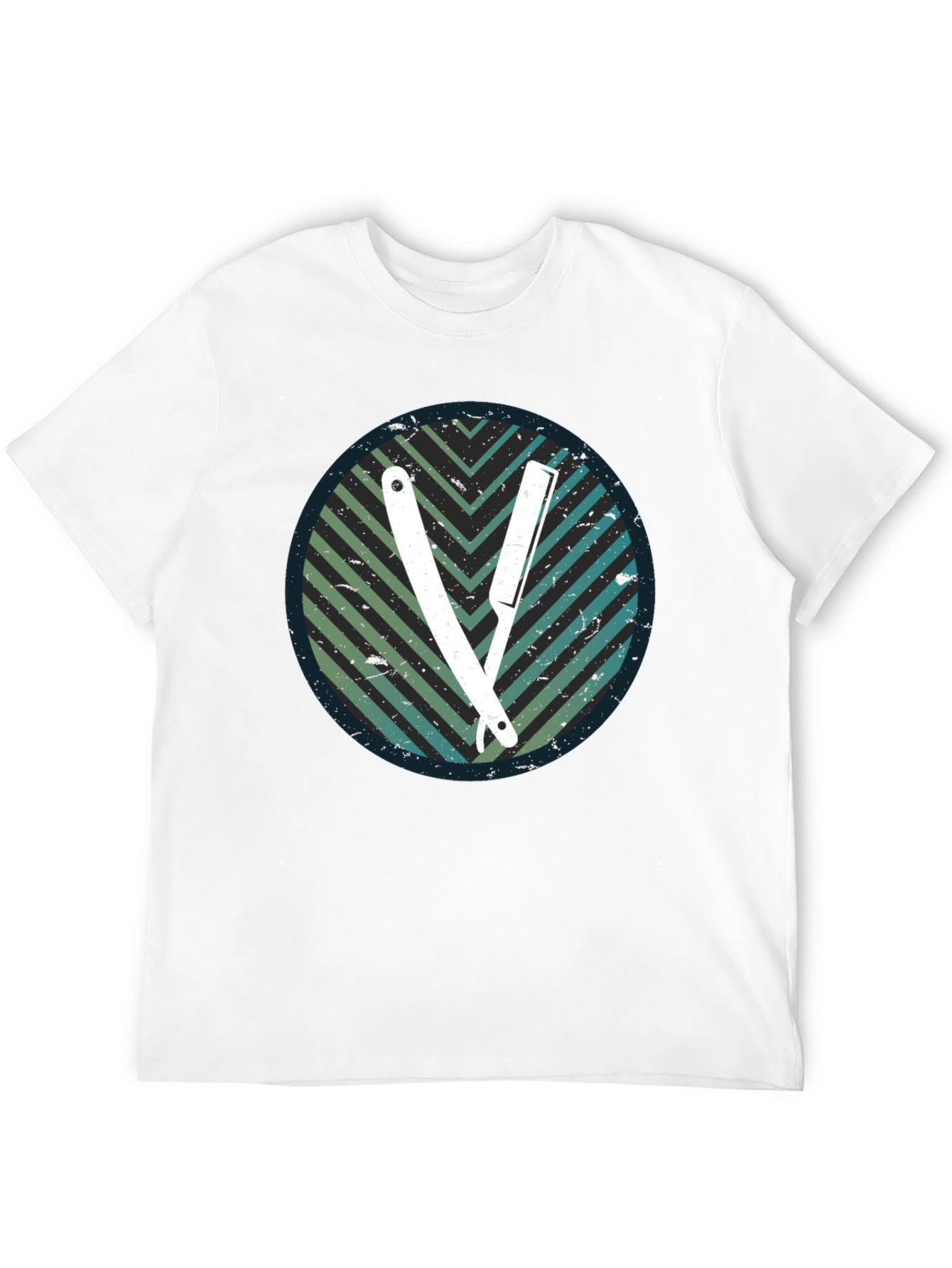 Black Retro Barber Razor Tee - Men's Graphic T-Shirt view 12