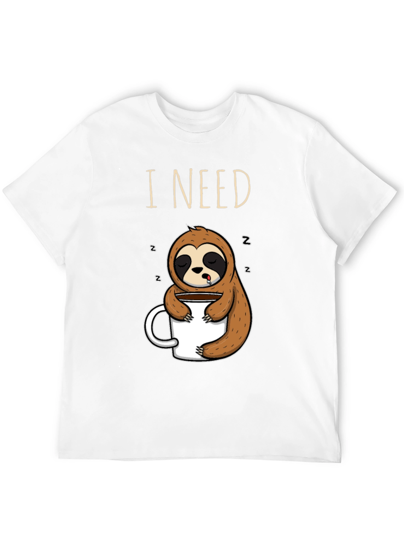 Black I Need Coffee Sloth T-Shirt view 12