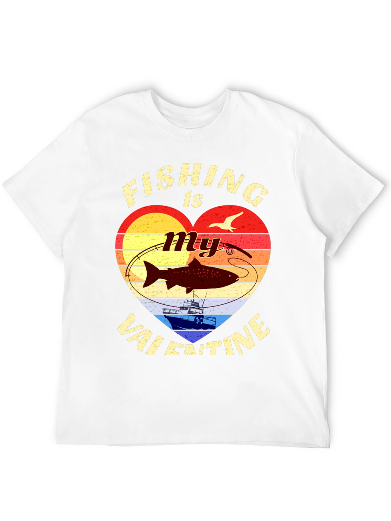 Black Fishing Valentine's Day Graphic T-Shirt view 12