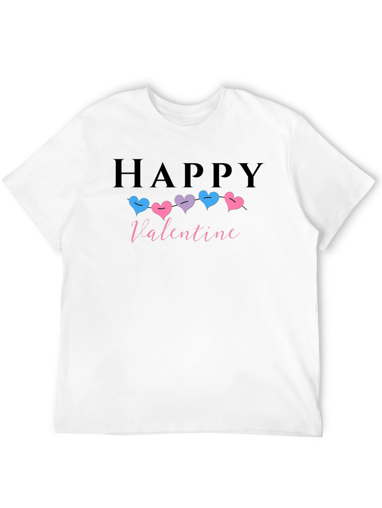 Black Happy Valentine T-shirt with Heart Design view 12
