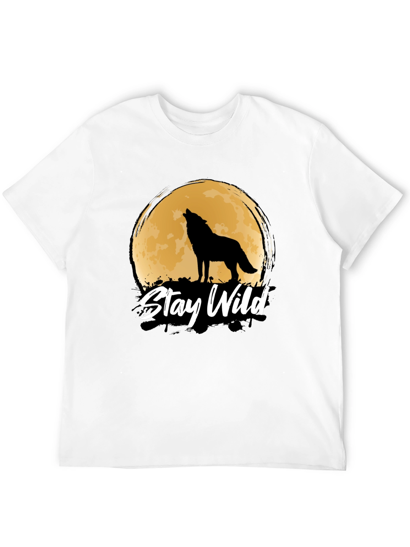 Black Stay Wild Wolf Moon Graphic Tee view 12