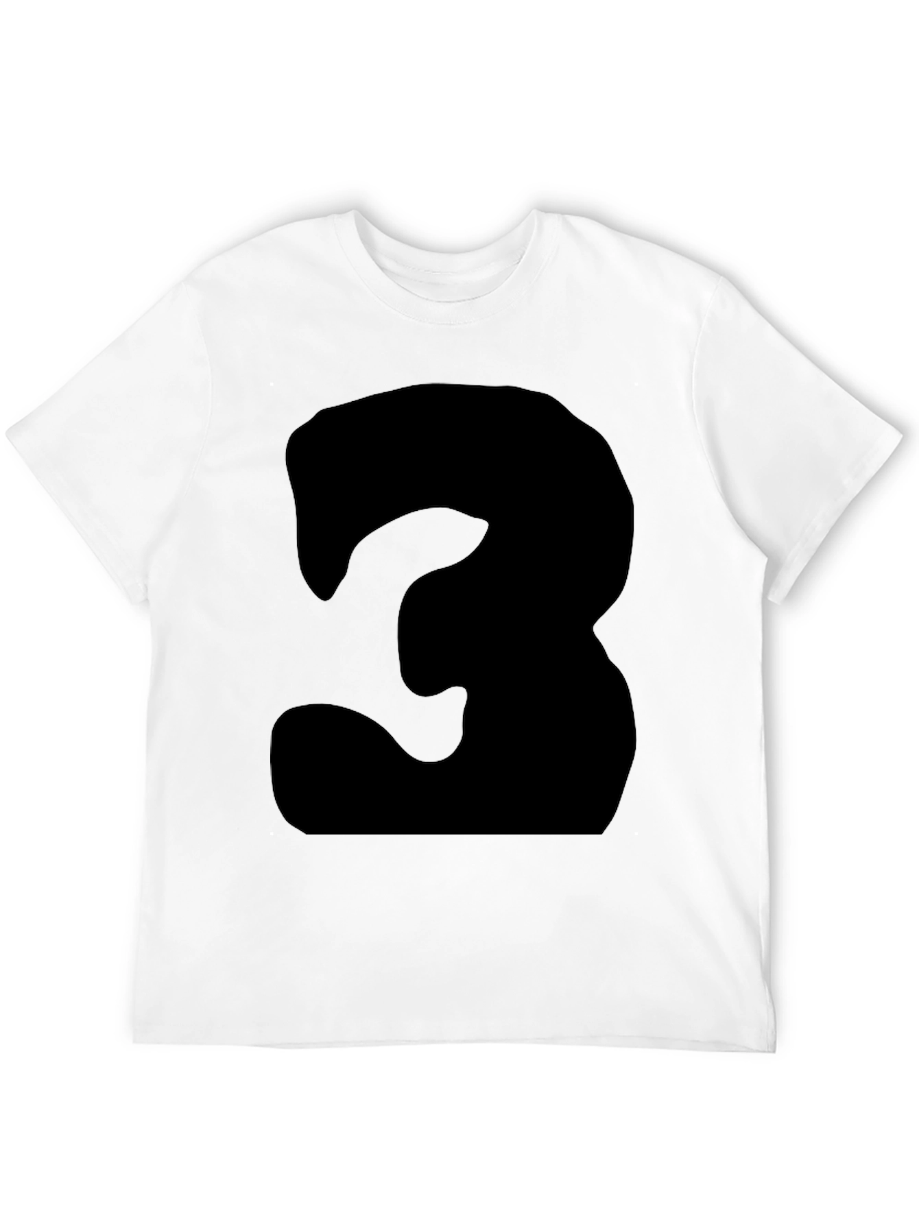 Black Men's Black T-Shirt with Bold Number '3' Design view 12
