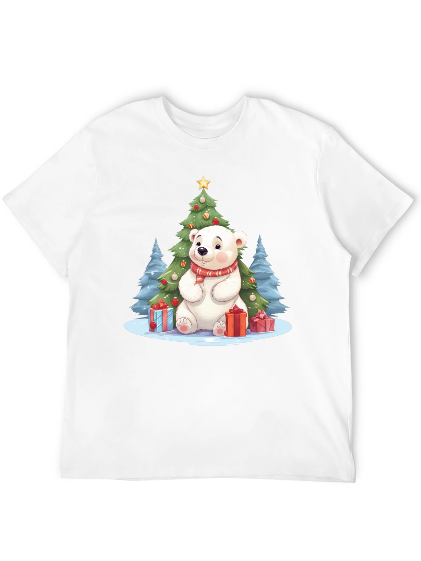 Black Festive Polar Bear Christmas T-Shirt view 12