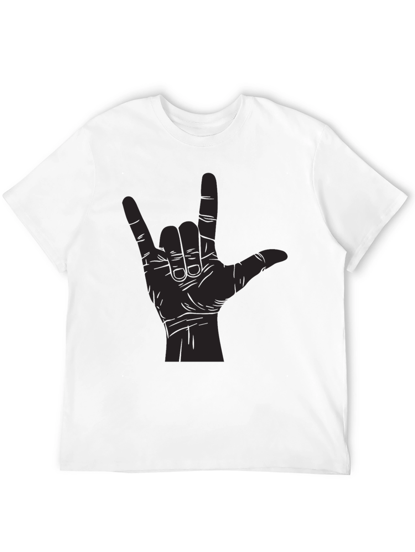 Black I Love You Hand Sign Graphic Tee - Black Unisex T-Shirt view 12