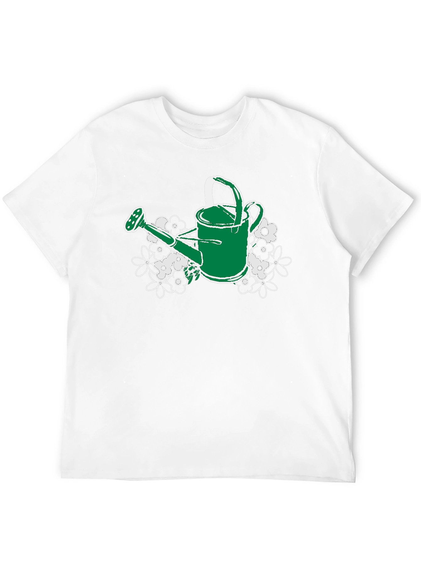 Black Gardening Watering Can T-Shirt - Floral Design view 12