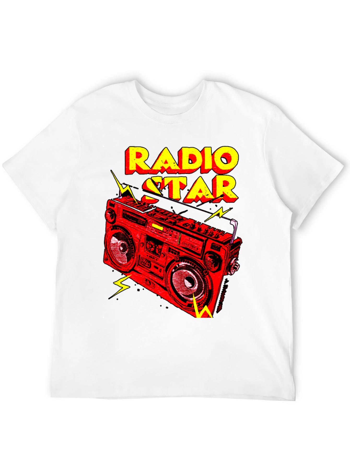 Black Radio Star Graphic Tee - Retro Boombox Design view 12