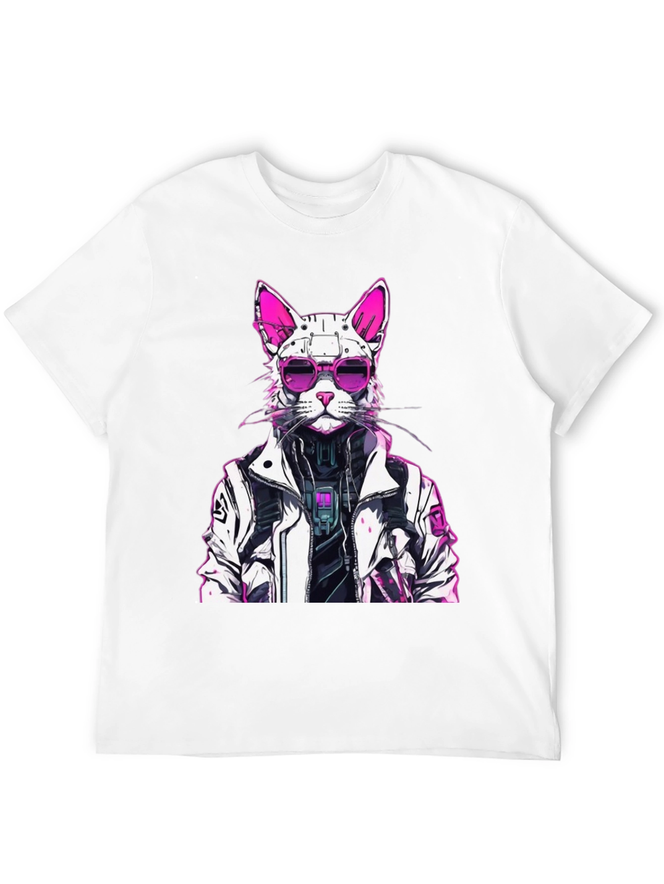 Cyberpunk Cat Graphic Tee - Futuristic Feline Style - 12