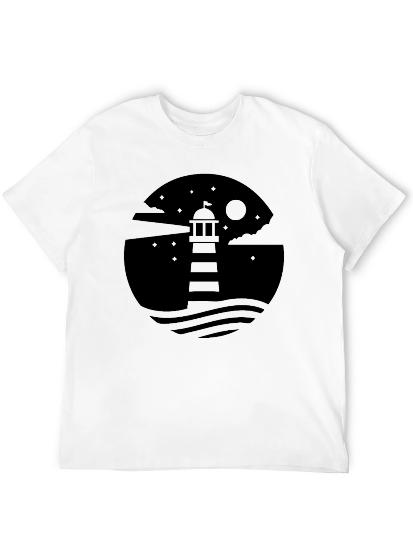 Black Men's Lighthouse Graphic Black T-Shirt view 12