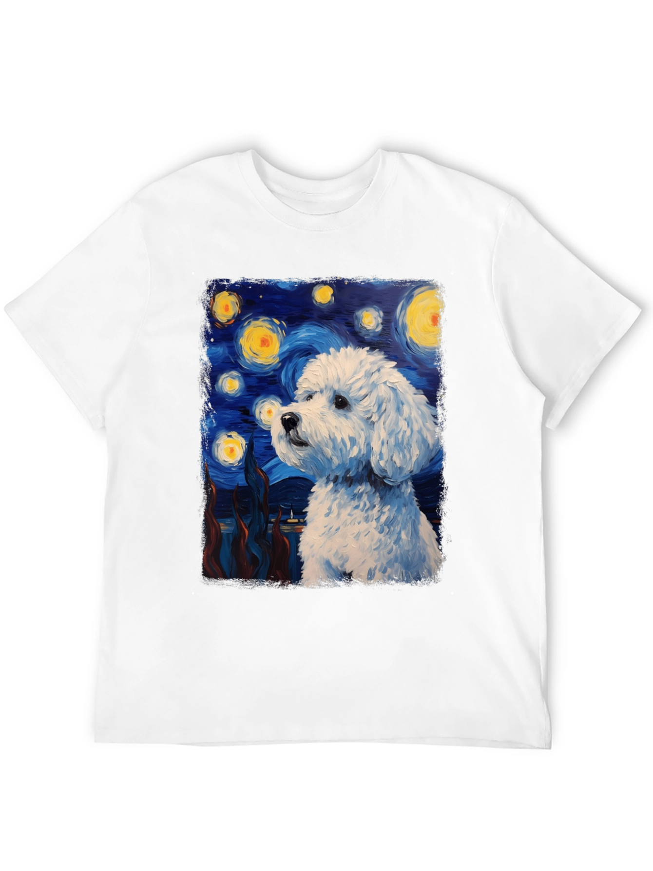 Black Starry Dog Art T-Shirt view 12