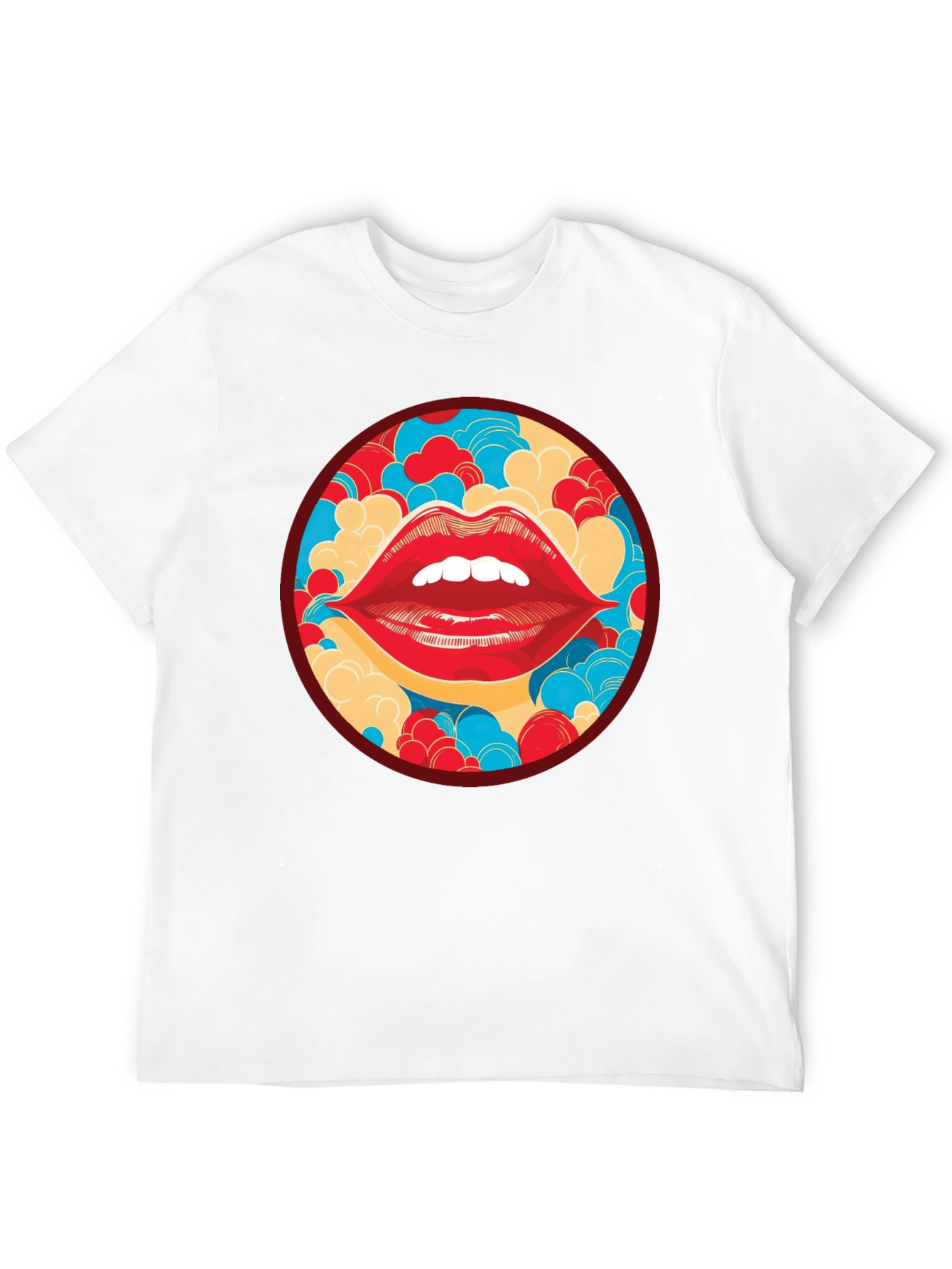 Black Red Lips Graphic Print Crew Neck T-Shirt view 12