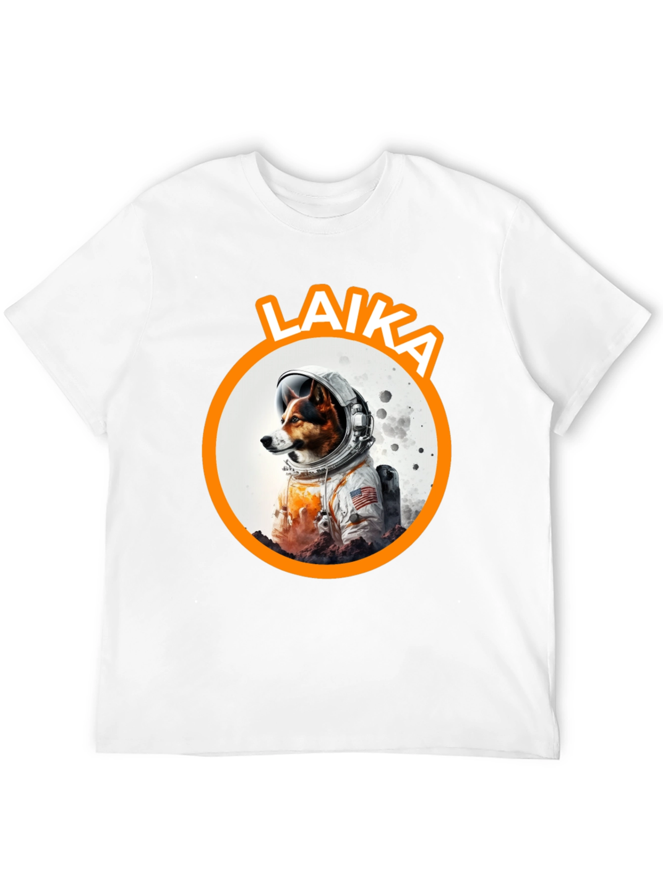 Black Laika Dog Astronaut Black T-Shirt view 12