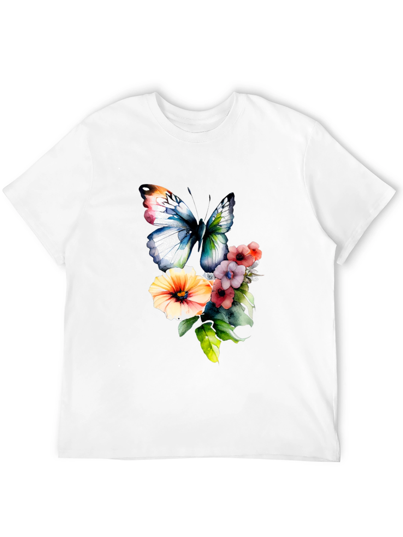 Black Butterfly & Floral Print T-Shirt view 12