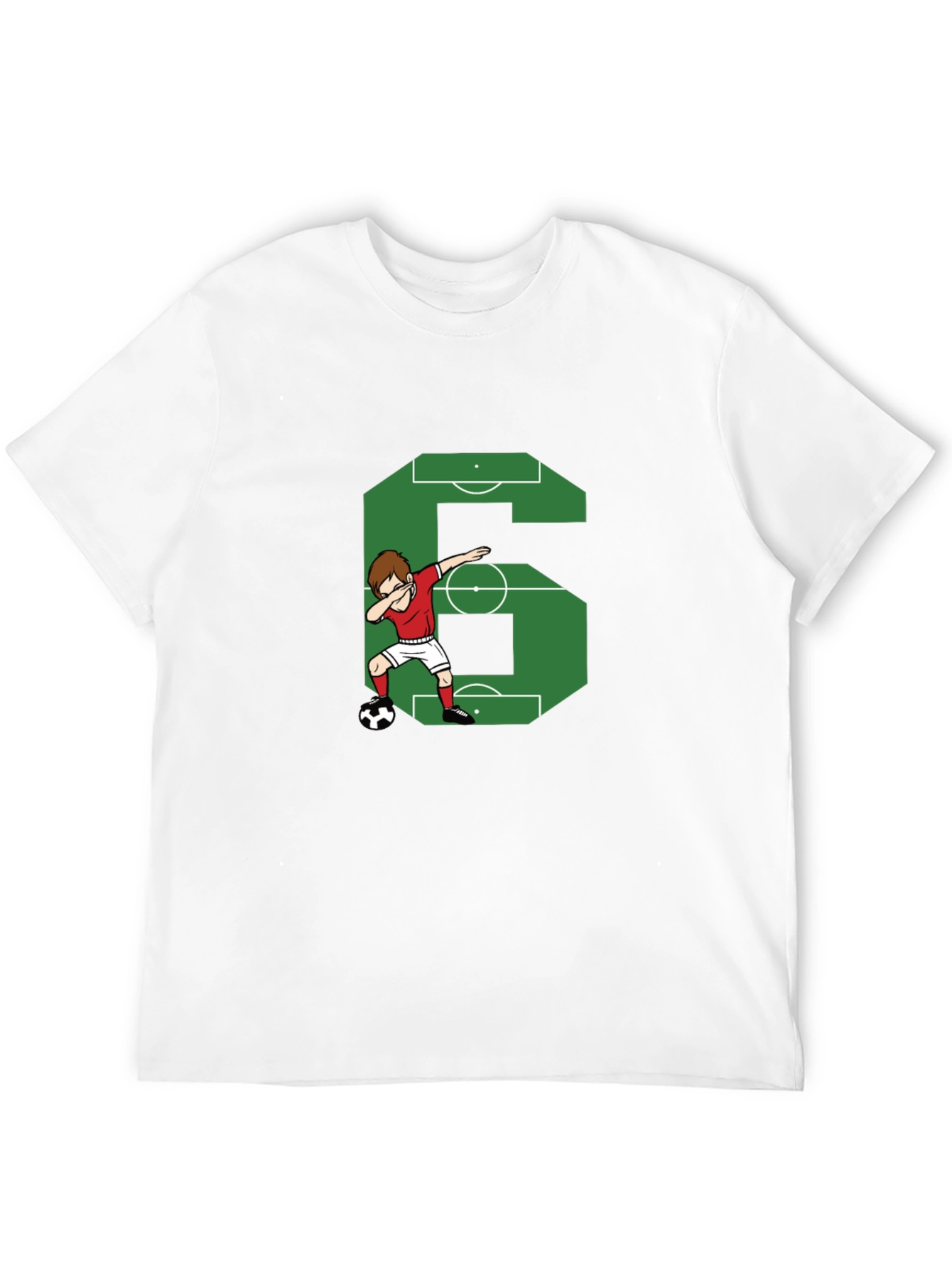 Black Soccer Number 6 Dab T-Shirt view 12