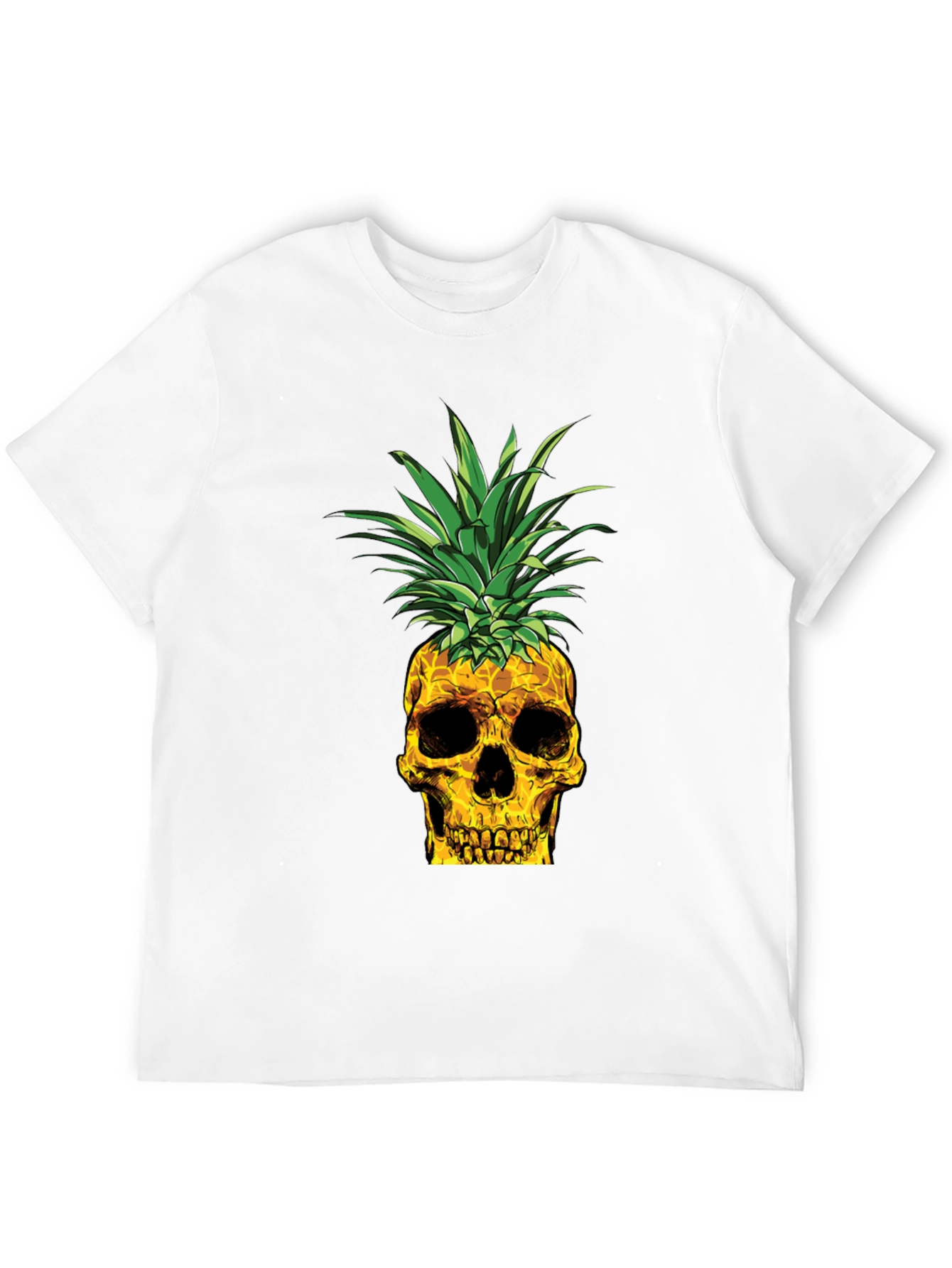 Black Skull Pineapple Graphic Tee - Black Cotton T-Shirt view 12