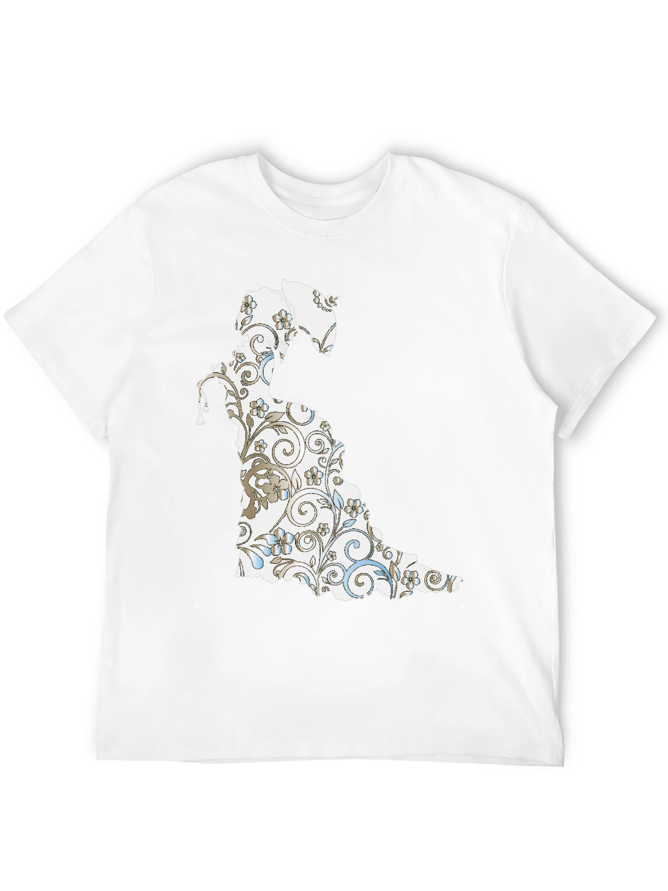 Black Floral Silhouette Graphic Tee - Black Cotton view 12