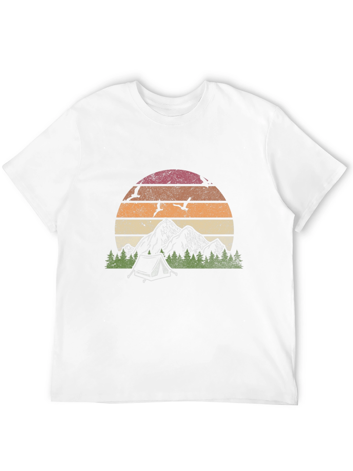 Black Retro Mountain Camping Graphic T-Shirt view 12