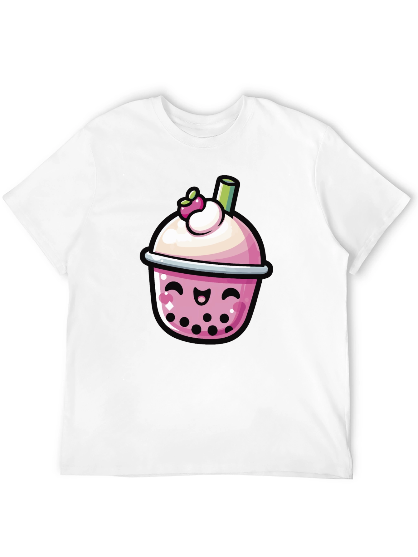Black Kawaii Boba Tea Graphic Tee - Black view 12