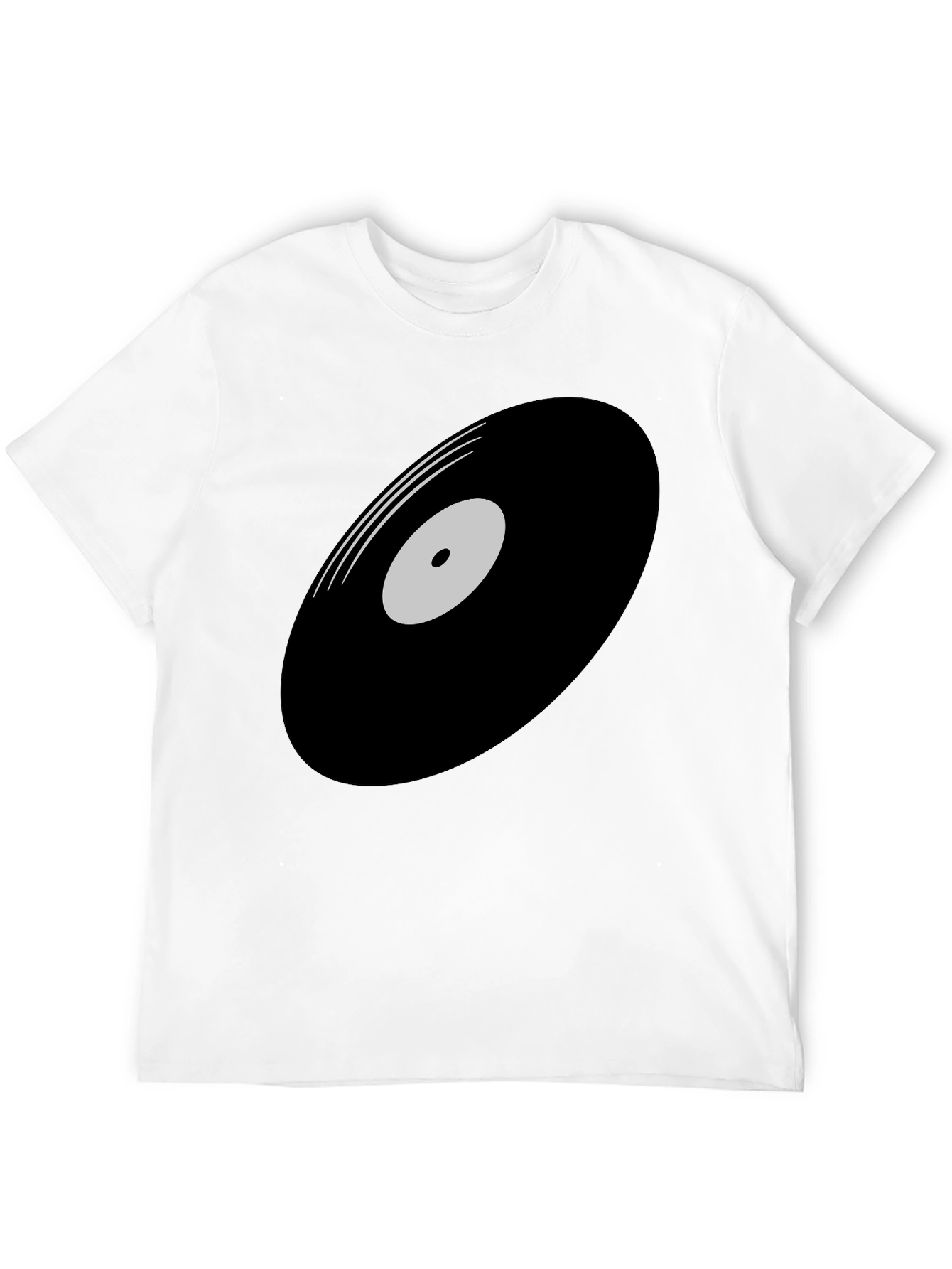 Black Retro Vinyl Record Graphic T-Shirt - Black view 12