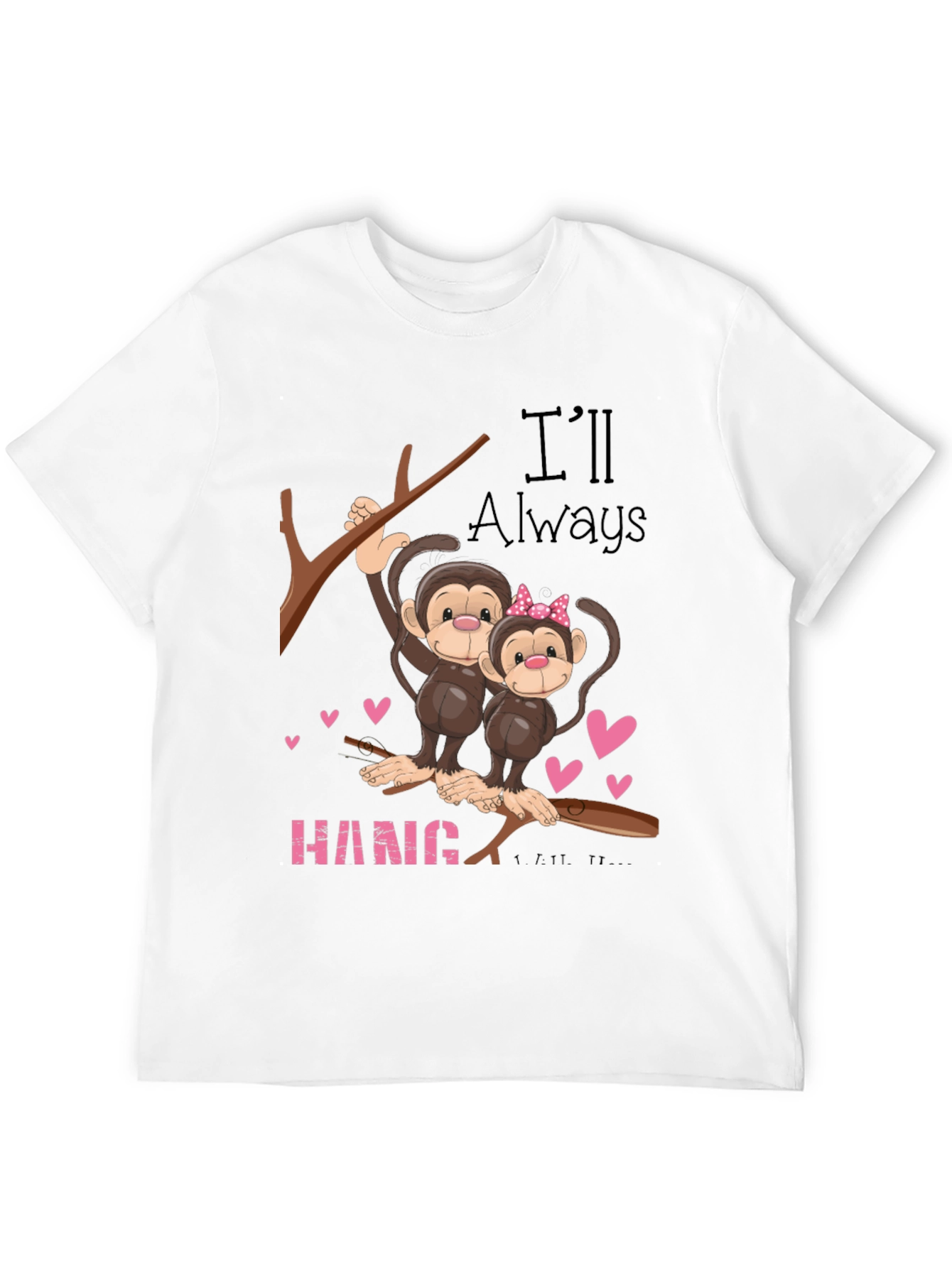 Black Hang In There Monkey Couple Graphic Tee view 12