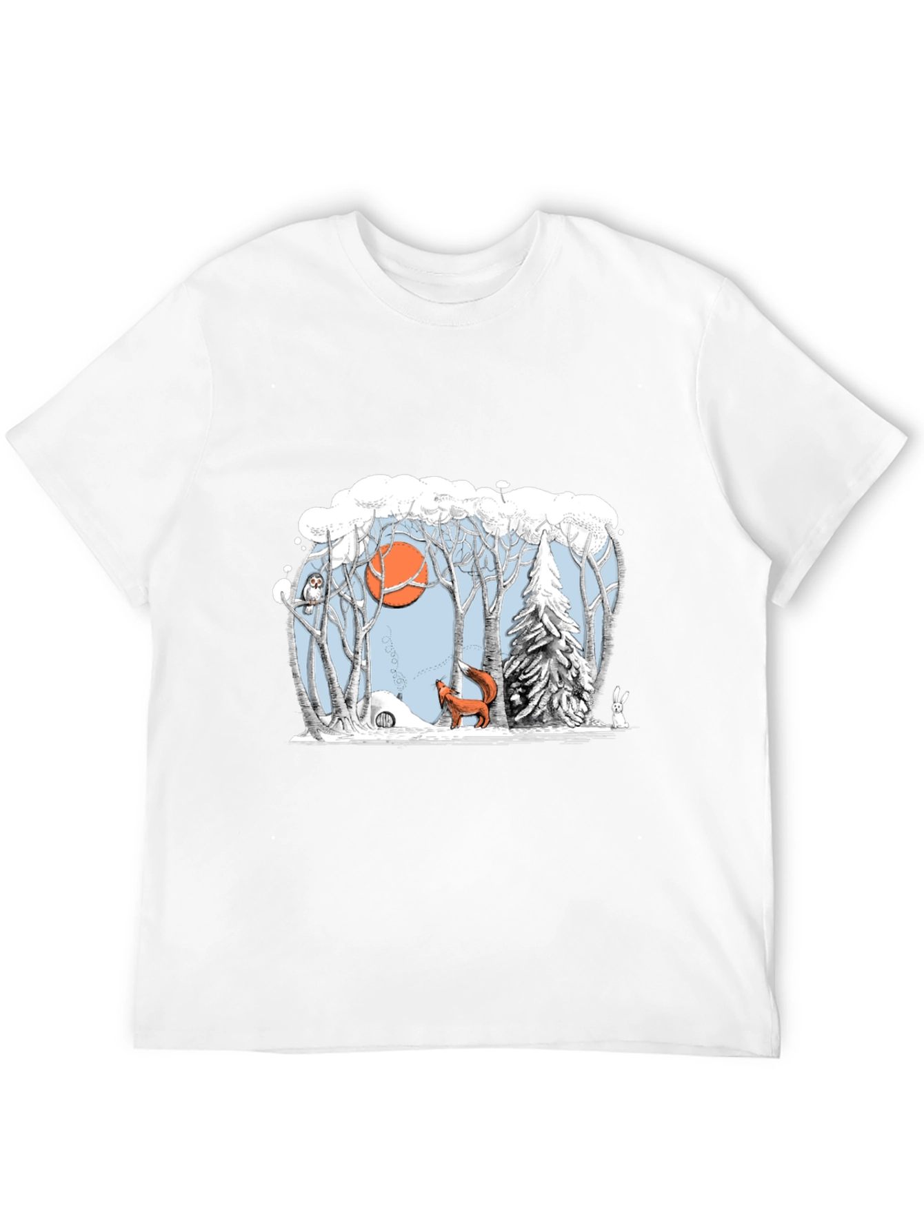 Black Winter Forest Scene Graphic Tee view 12