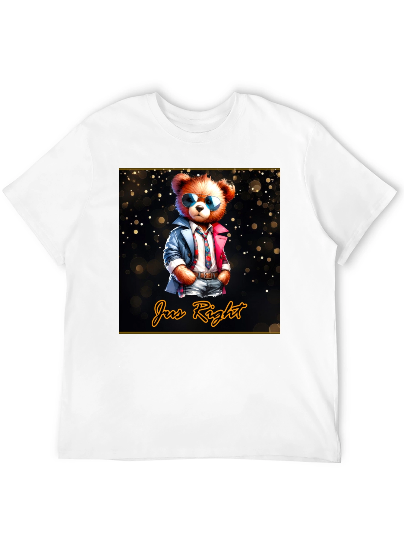 Black Cool Bear Graphic Tee - 'Jus Right' Style view 12