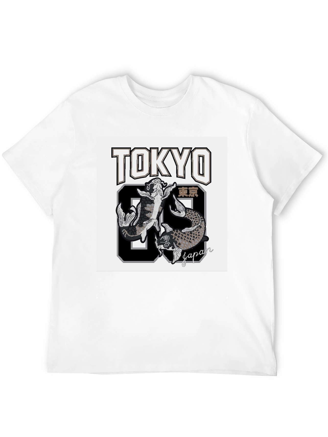 Black Tokyo 89 Japan Koi Fish Graphic T-Shirt view 12