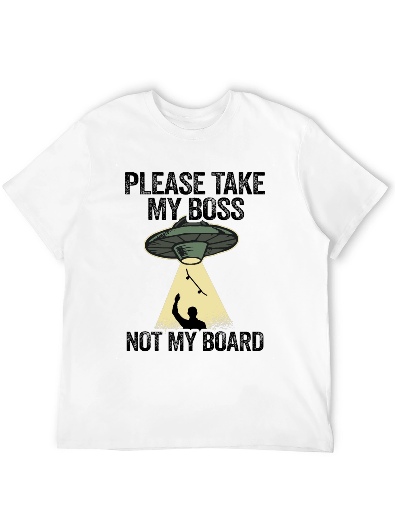 Black Funny Alien Abduction Skateboarder Graphic T-Shirt view 12