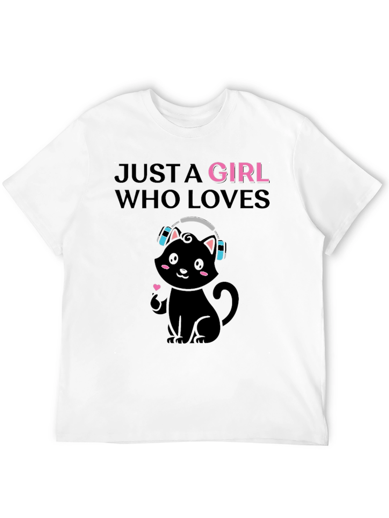 Black Just A Girl Who Loves Cats T-Shirt view 12