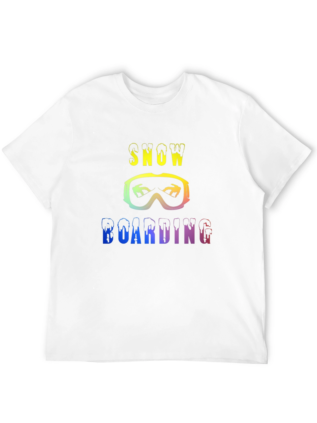 Black Snow Boarding Rainbow Graphic Black T-Shirt view 12