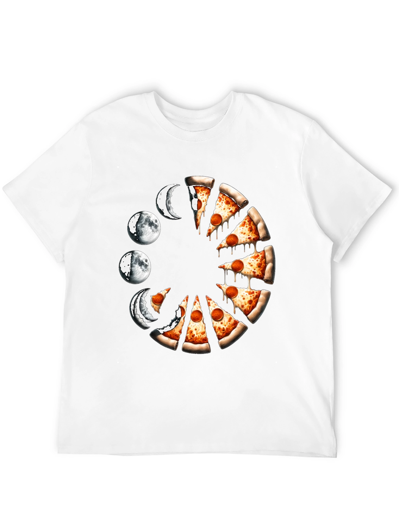 Black Pizza Moon Phases Graphic Tee view 12