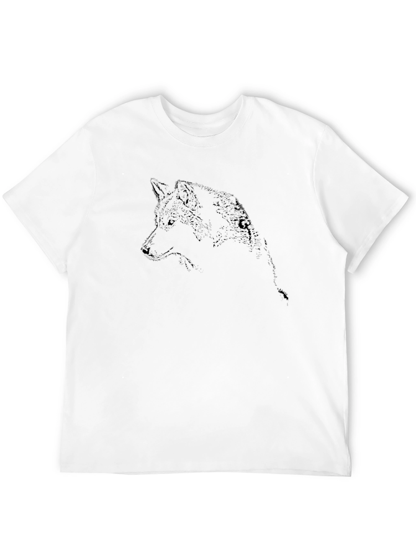 Black Men's Black Wolf Outline Graphic T-Shirt view 12