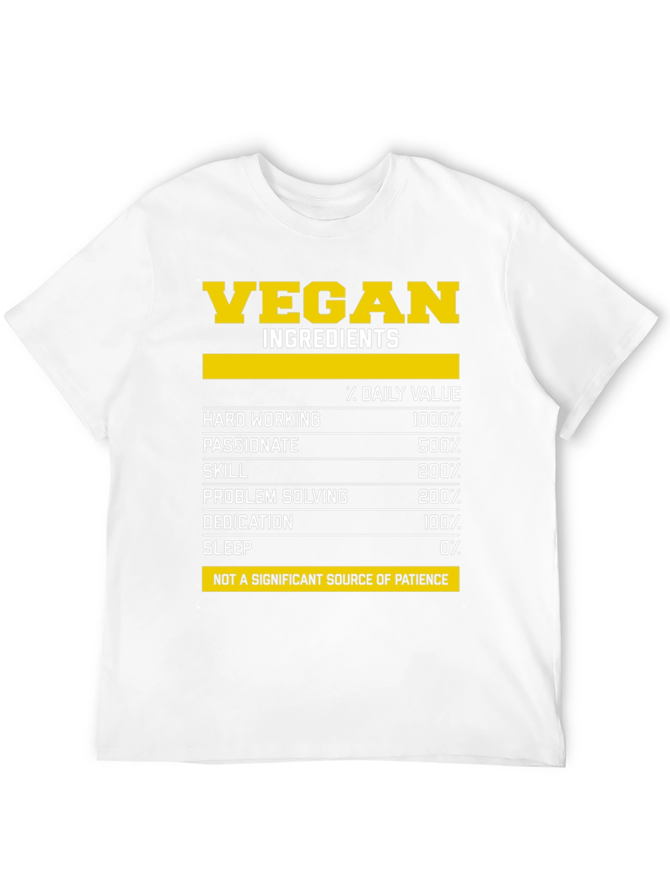 Black Vegan Ingredients T-Shirt - Funny Nutrition Facts Tee view 12