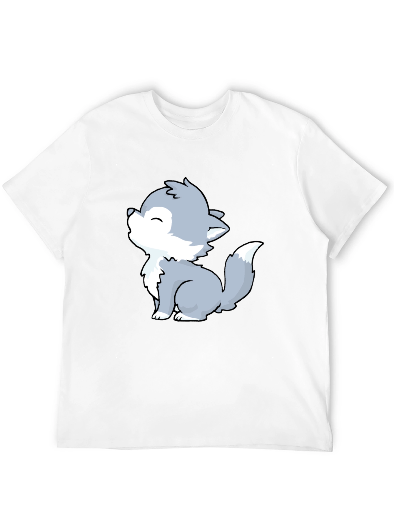 Black Cute Wolf Graphic Tee - Men's Black T-Shirt view 12