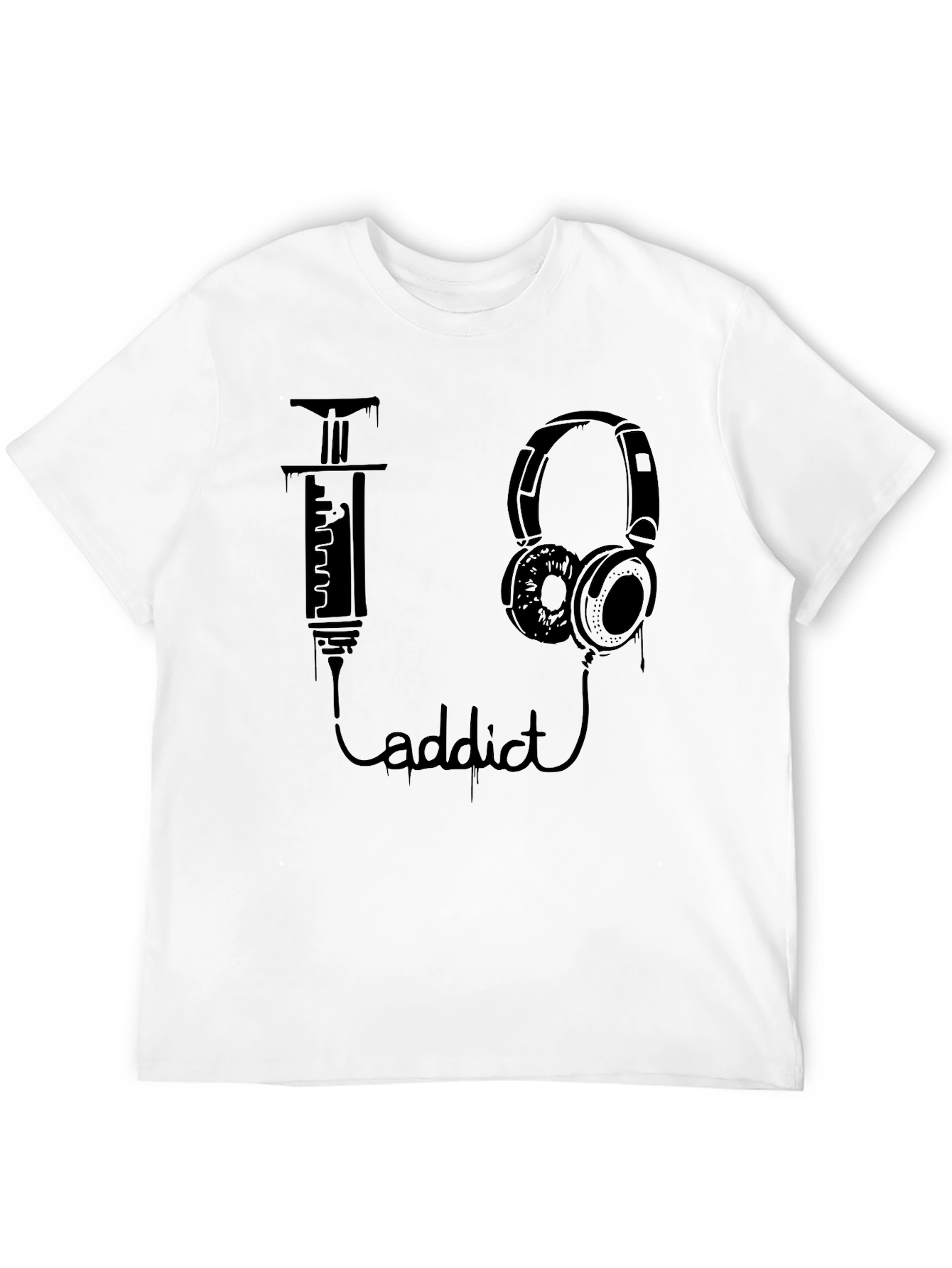 Black Music Addict Black T-Shirt - Unique Graphic Tee view 12