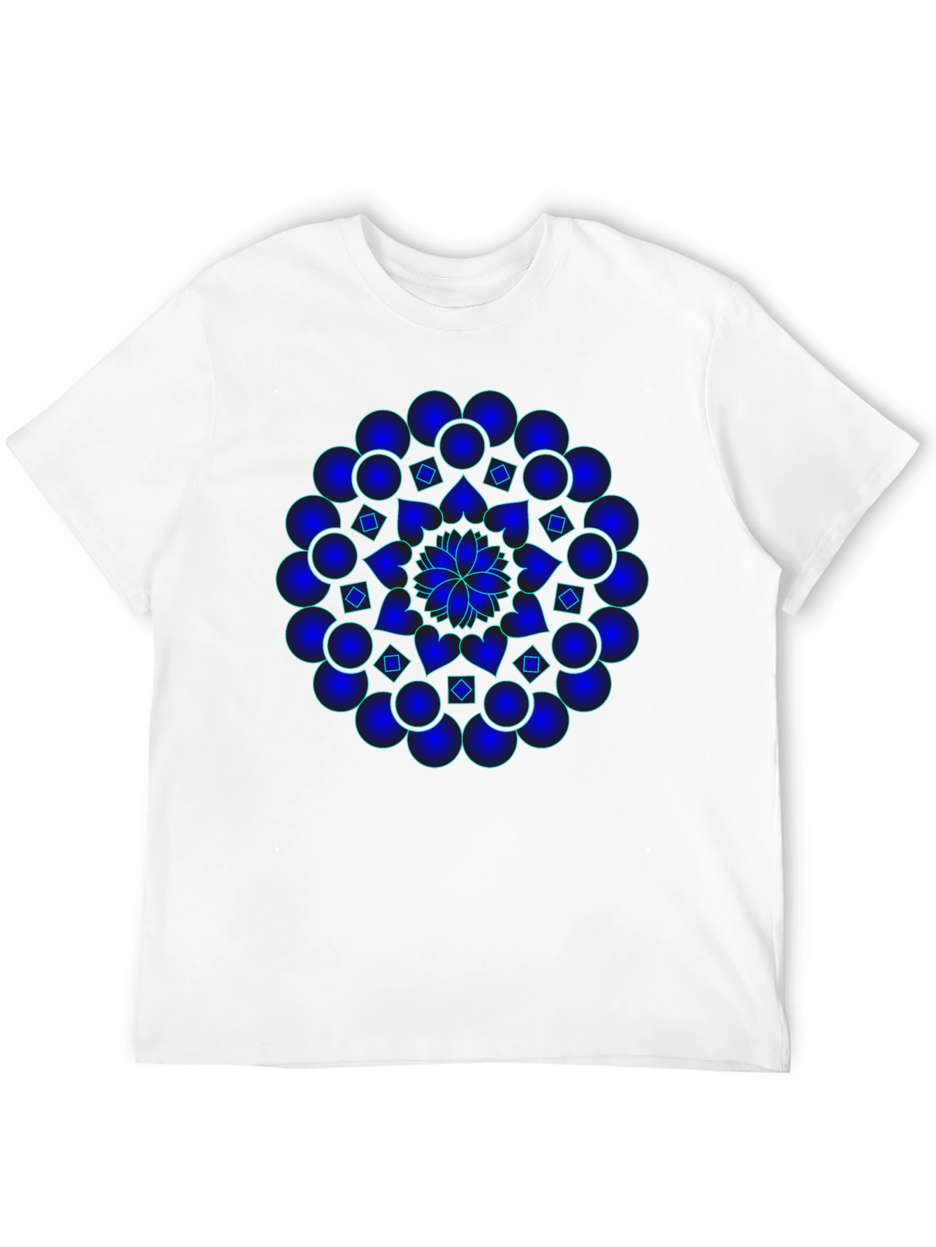 Black Mandala T-Shirt - Graphic Blue Print, Black Cotton Tee view 12