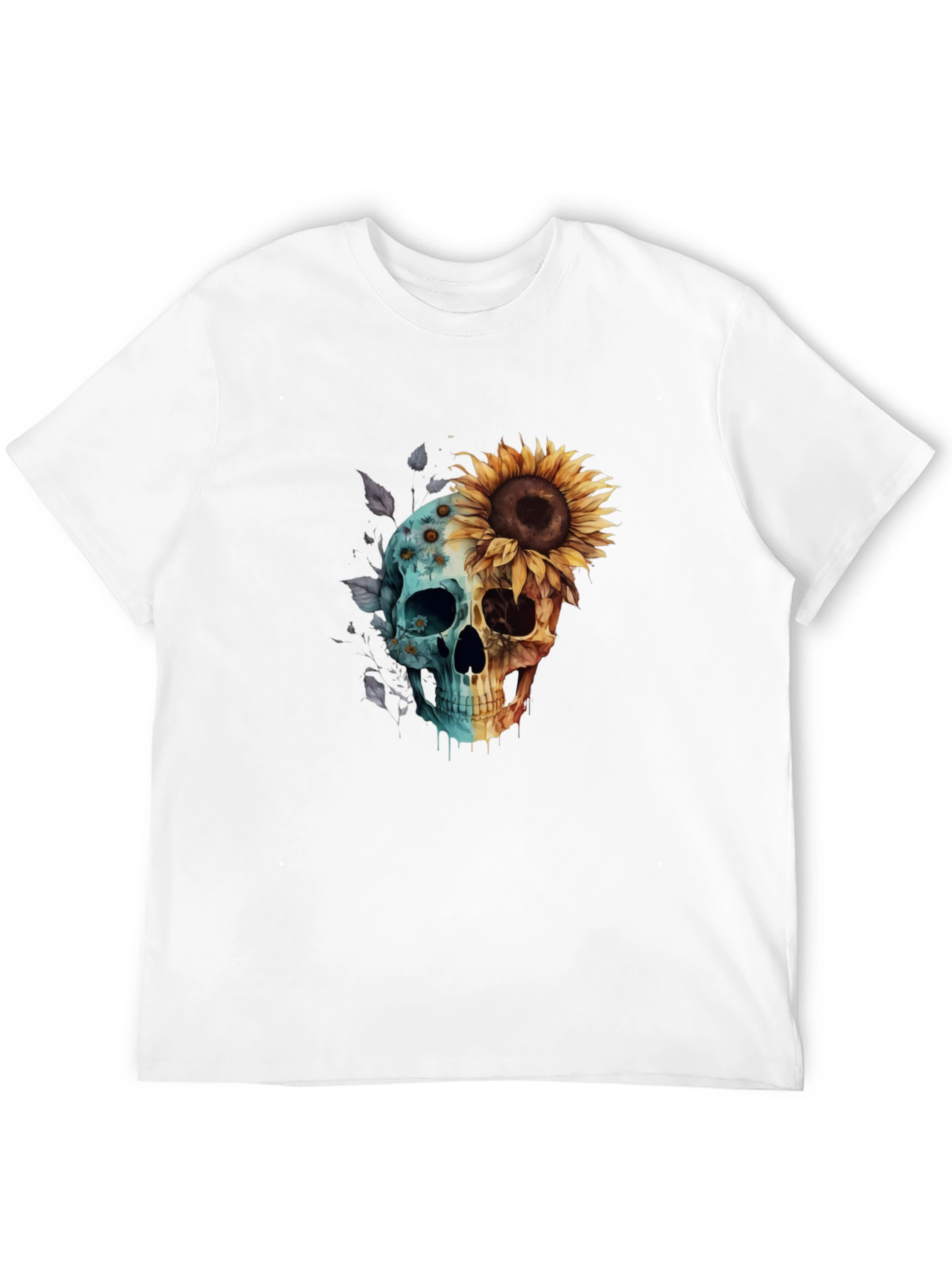 Black Sunflower Skull Graphic Tee - Men's Black T-Shirt view 12