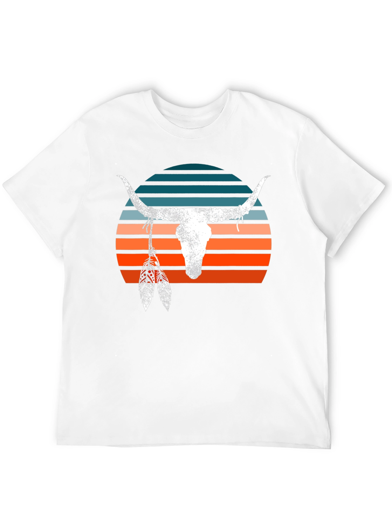 Black Retro Bull Skull Graphic Tee view 12