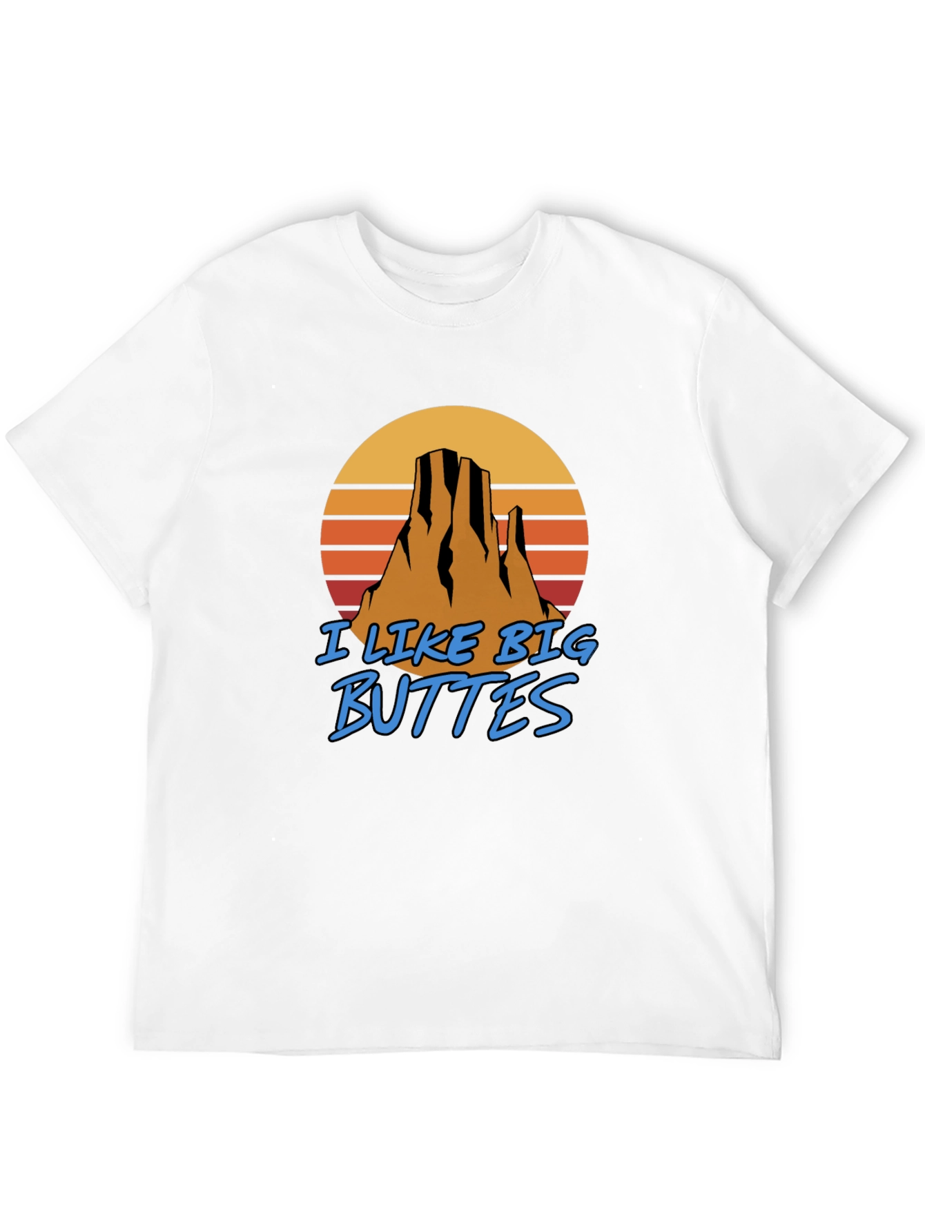 Black I Like Big Buttes Men's Graphic Tee - Desert Mountain Sunset T-Shirt view 12