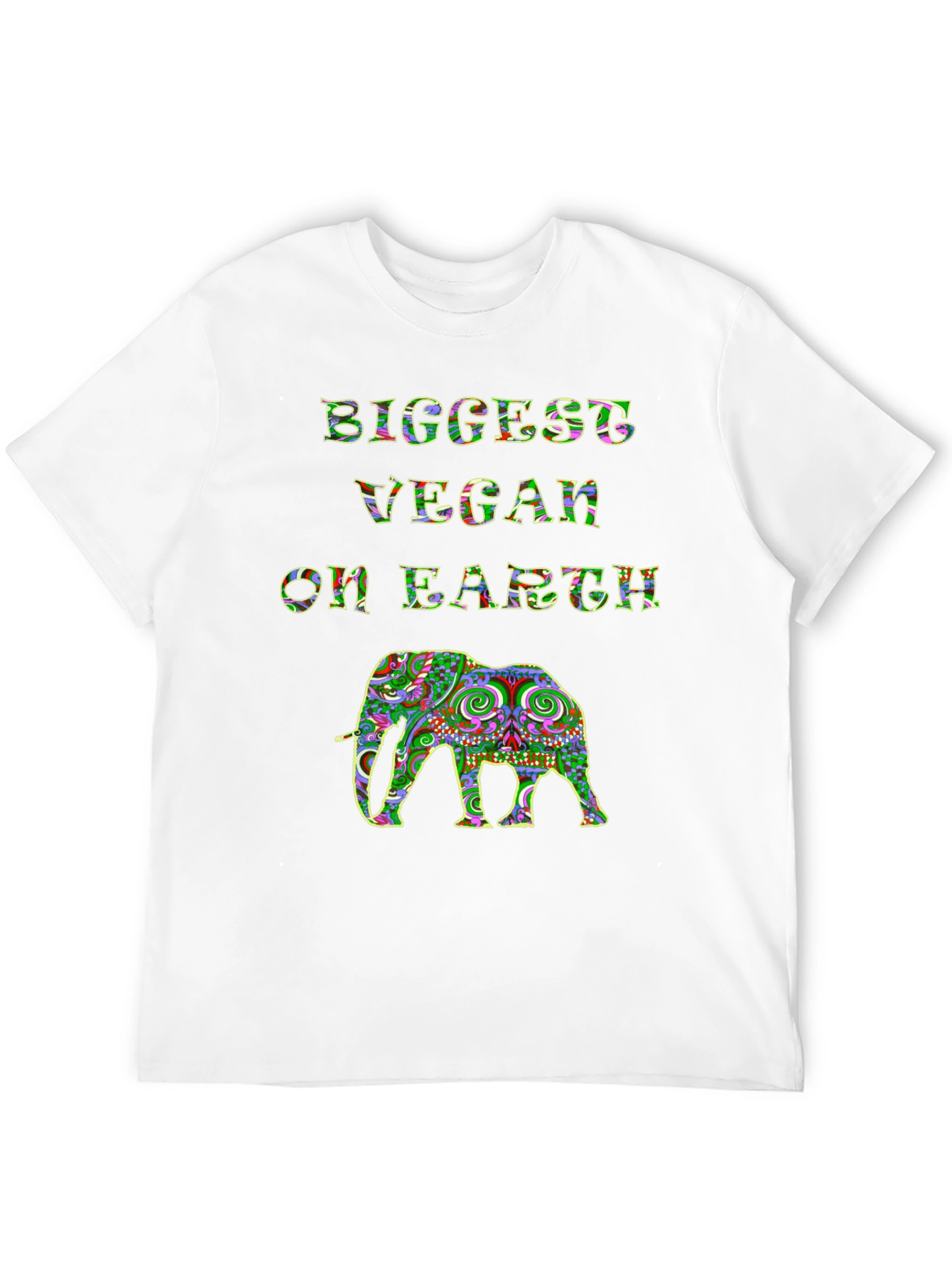 Black Biggest Vegan on Earth Elephant Graphic T-Shirt view 12