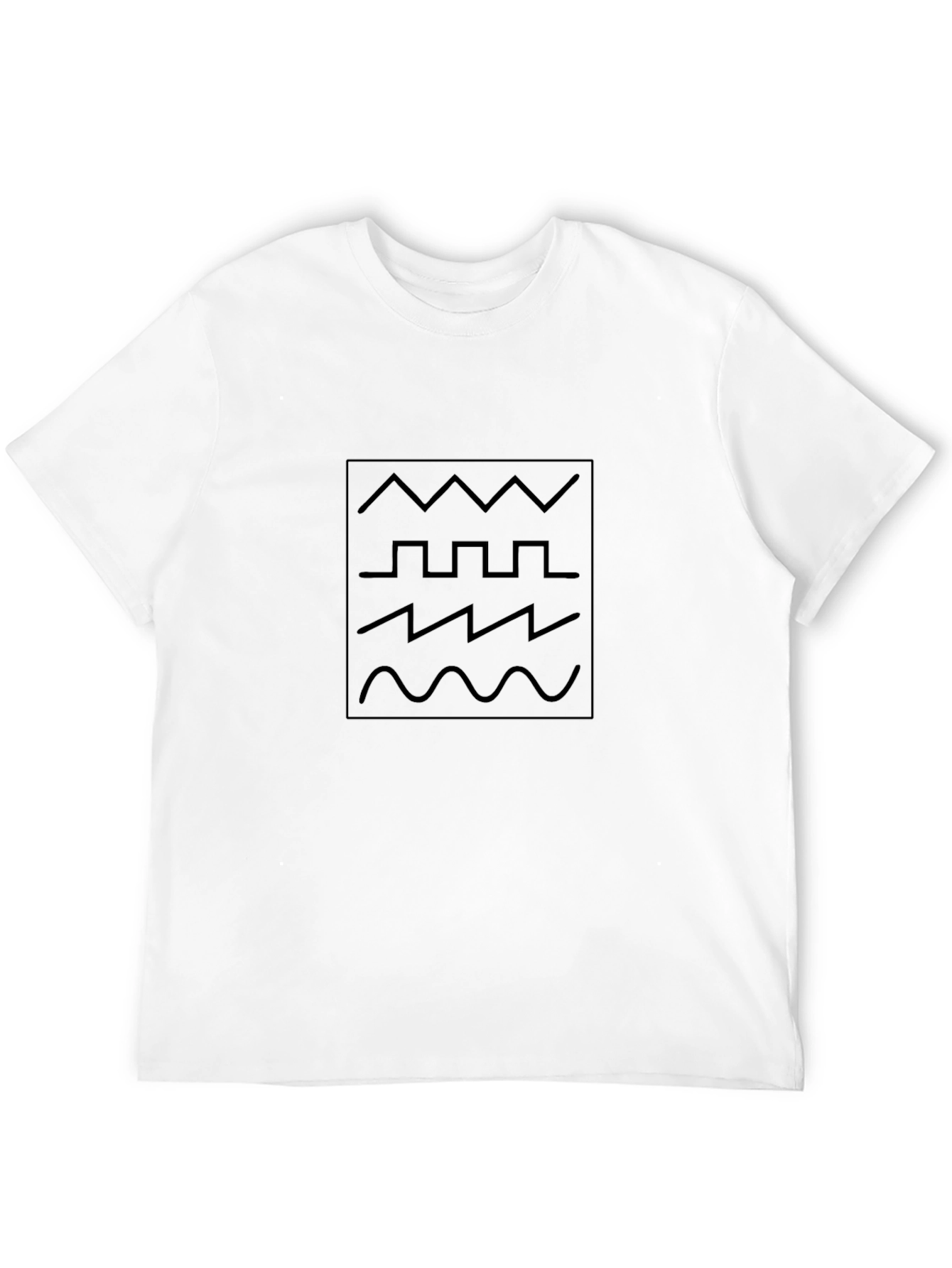 Black Geometric Waveform Pattern T-Shirt view 12