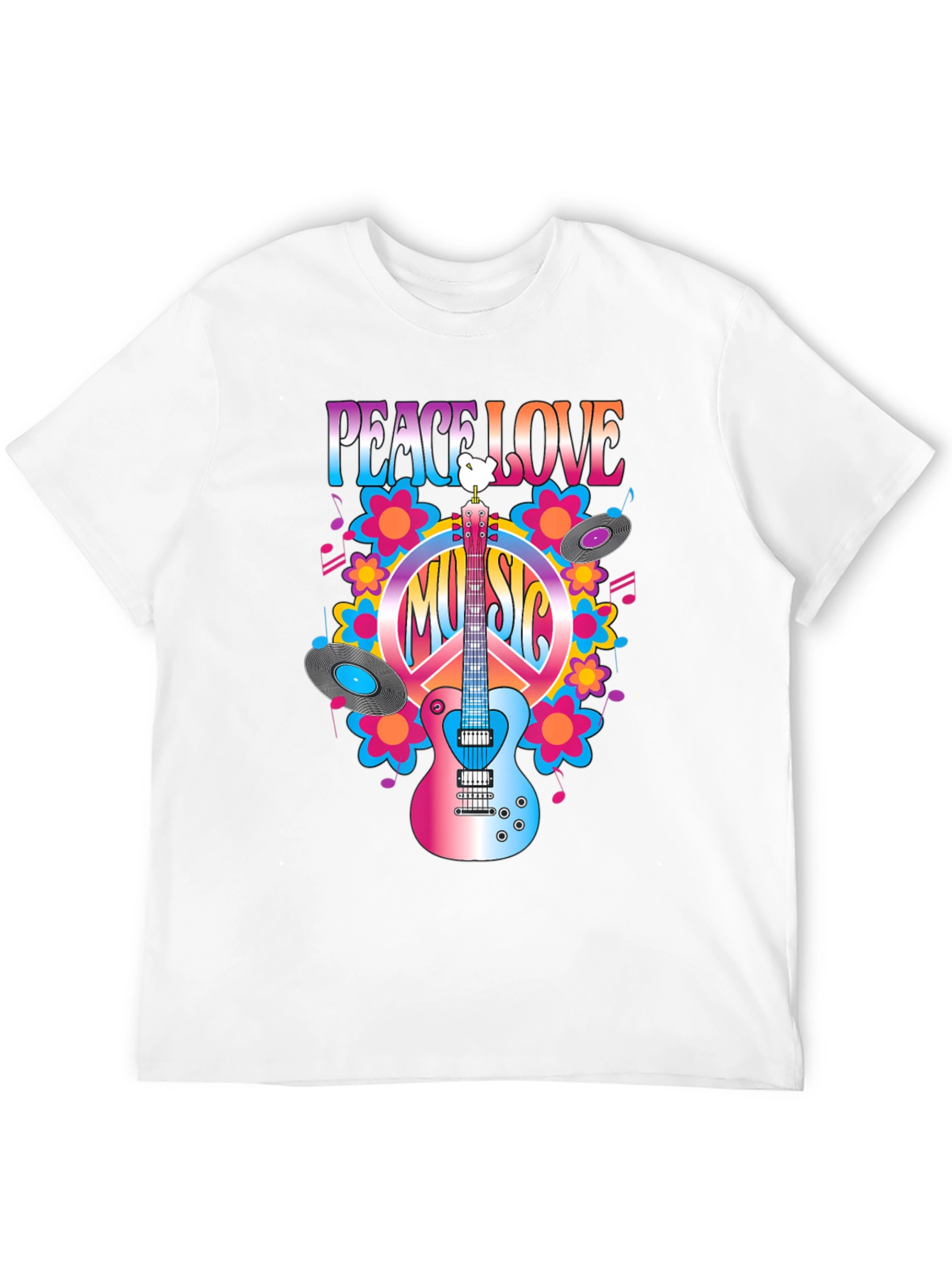 Black Peace Love Music T-Shirt view 12