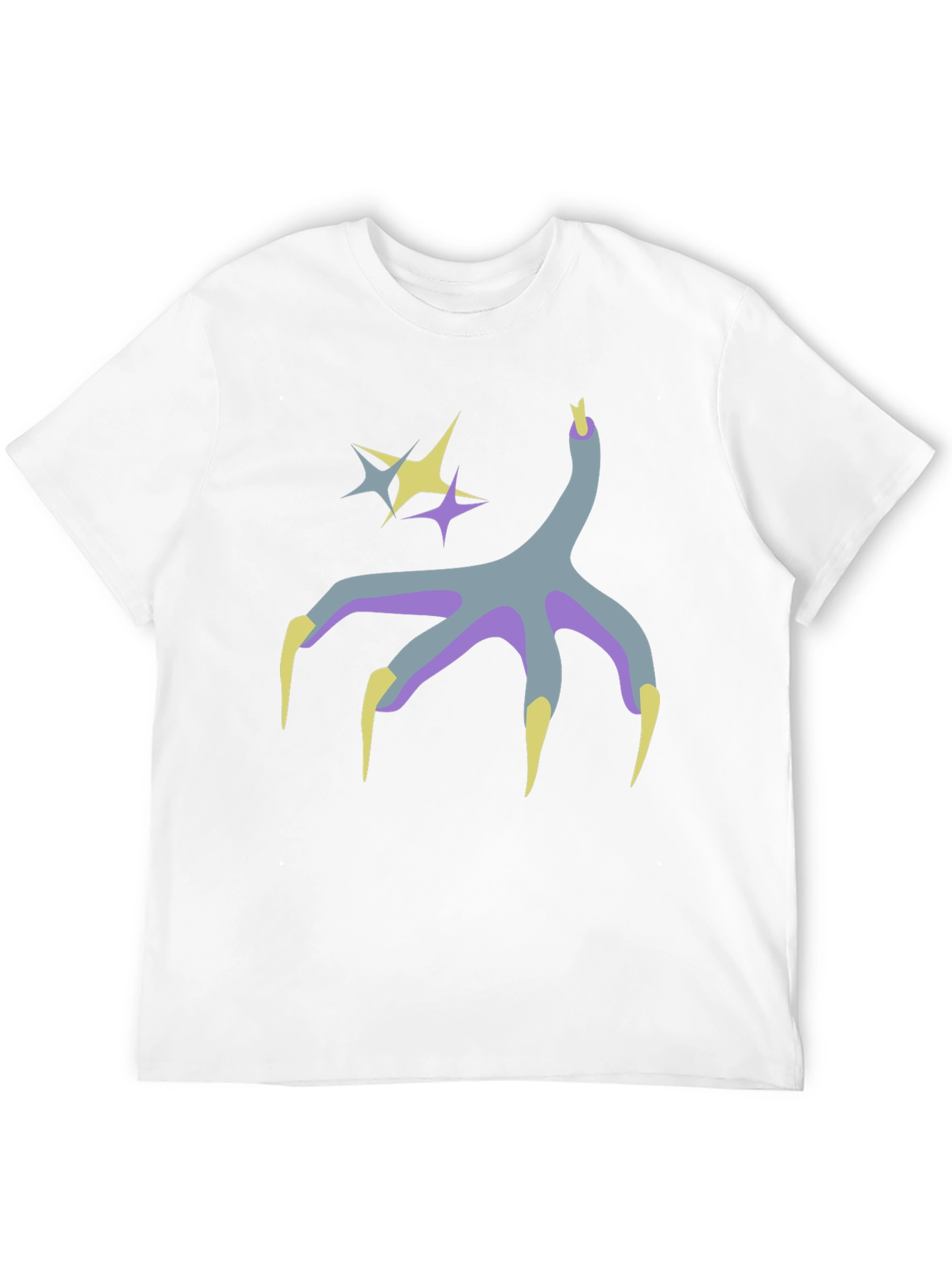 Black Graphic Print Tee - Bird Claw and Stars Design view 12