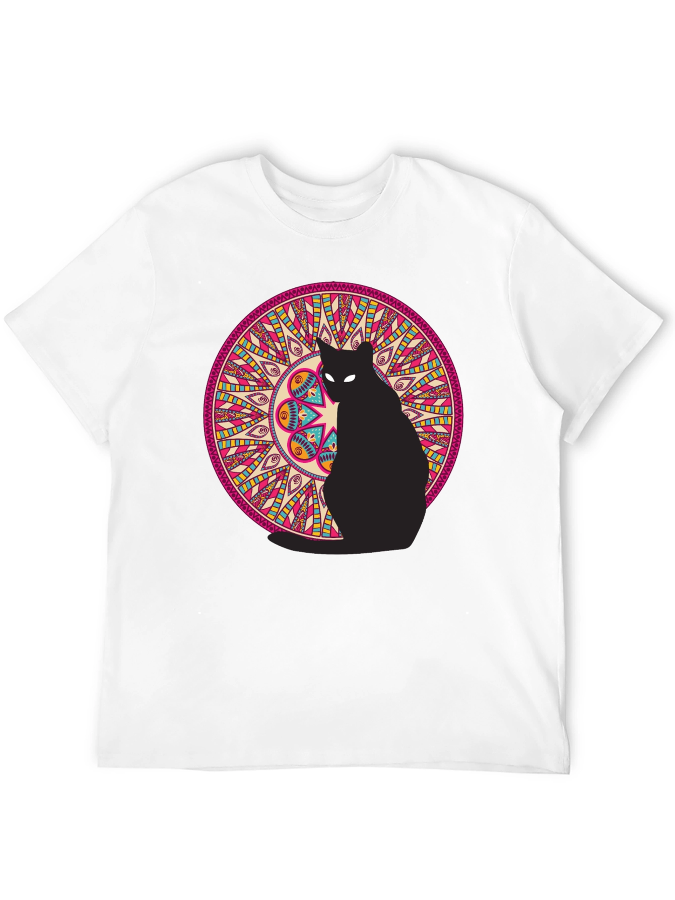 Black Black Cat Mandala Graphic Tee view 12