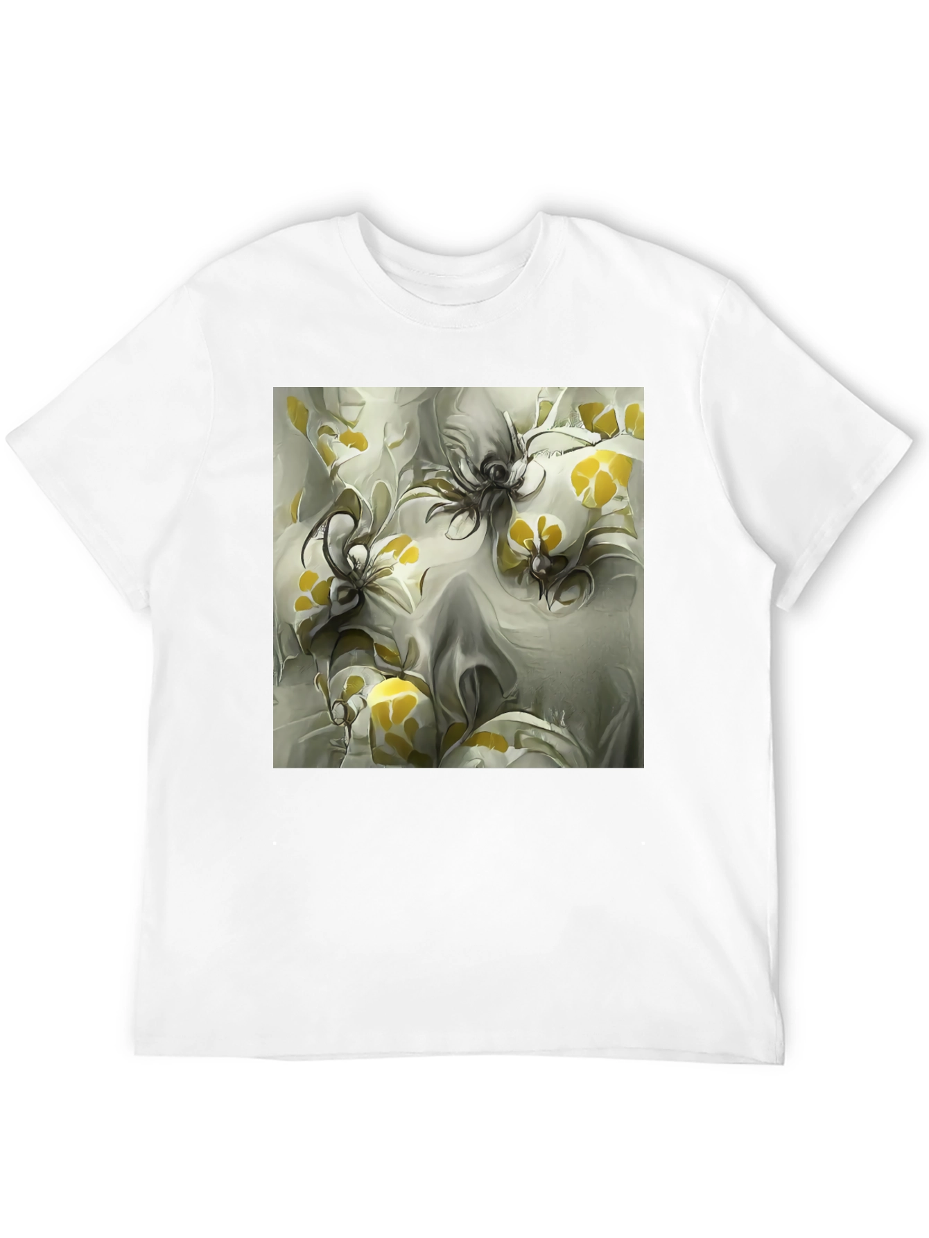 Black Abstract Floral Print Black T-Shirt view 12