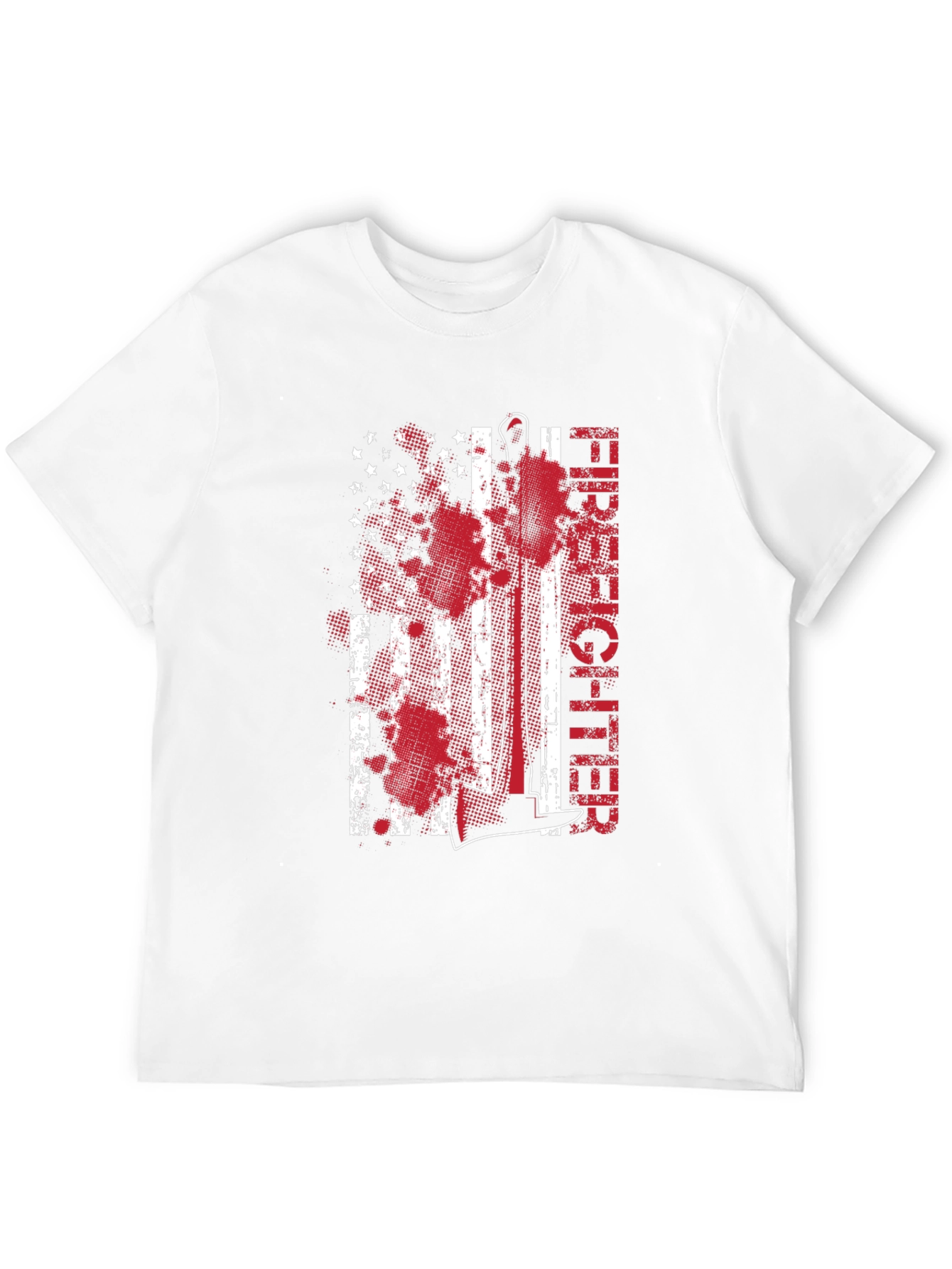 Black Firefighter American Flag Graphic Tee view 12