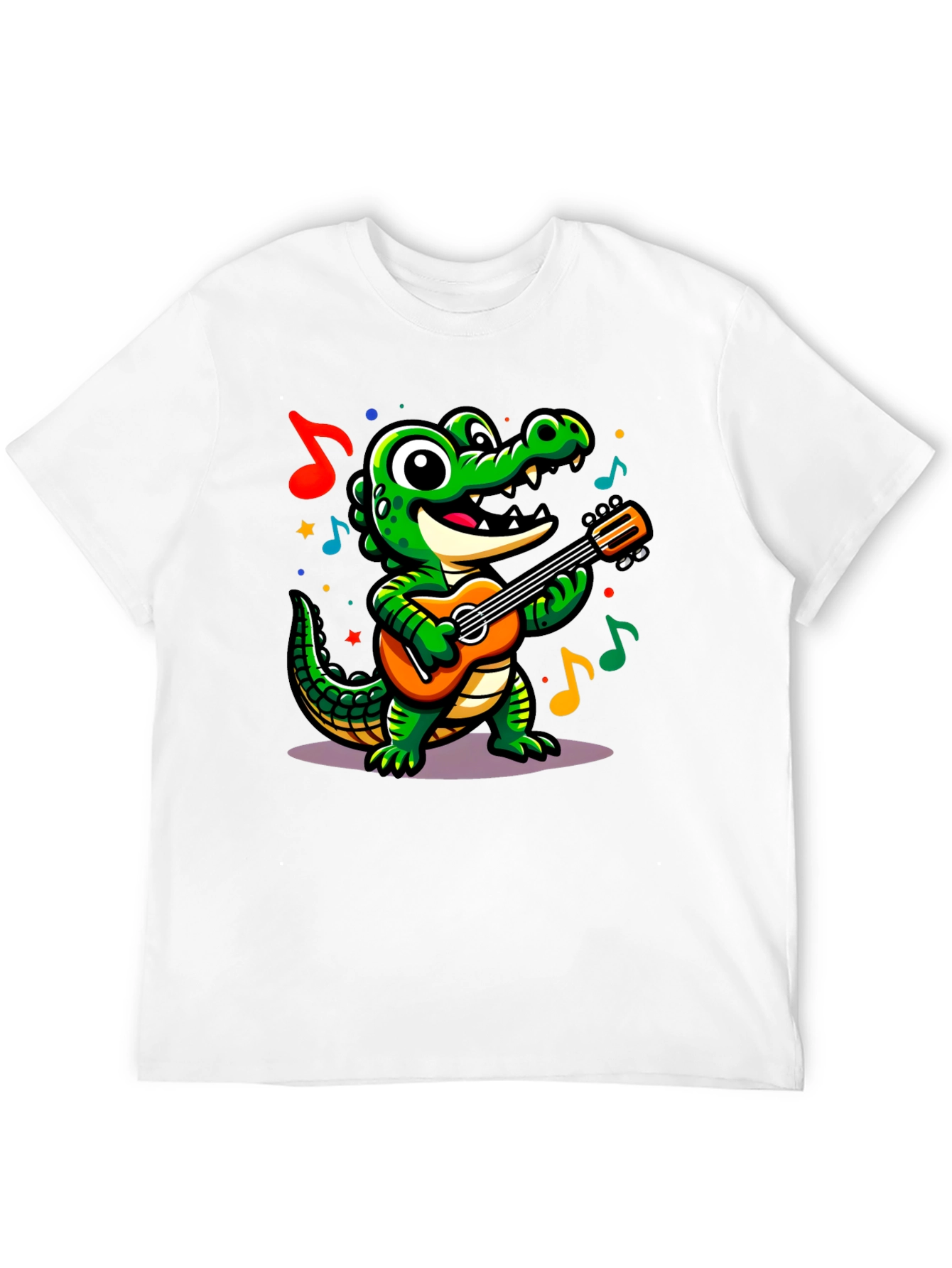 Black Cartoon Alligator Guitar T-Shirt view 12