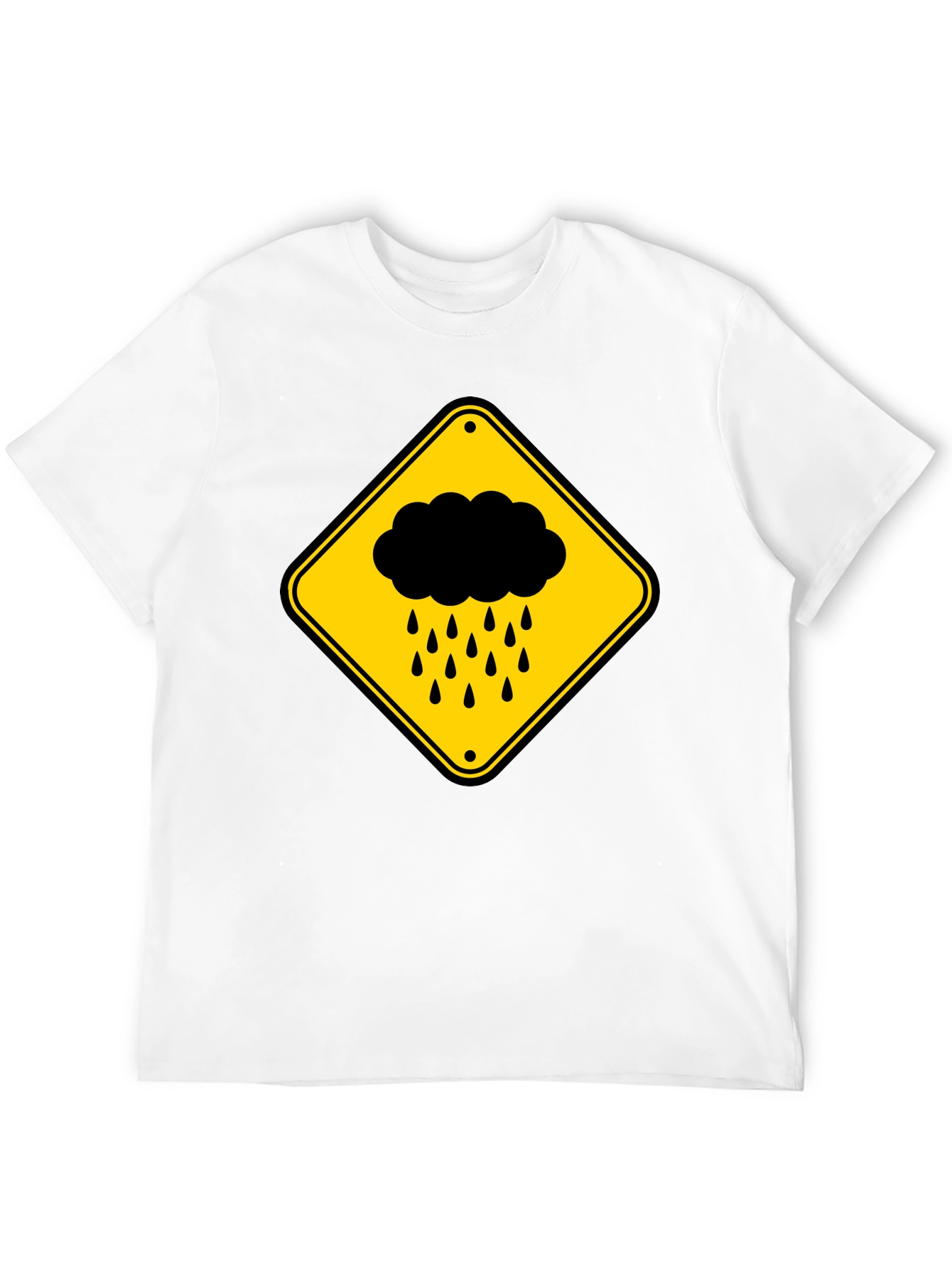 Black Rainy Day Warning T-Shirt - Black Cotton Tee view 12