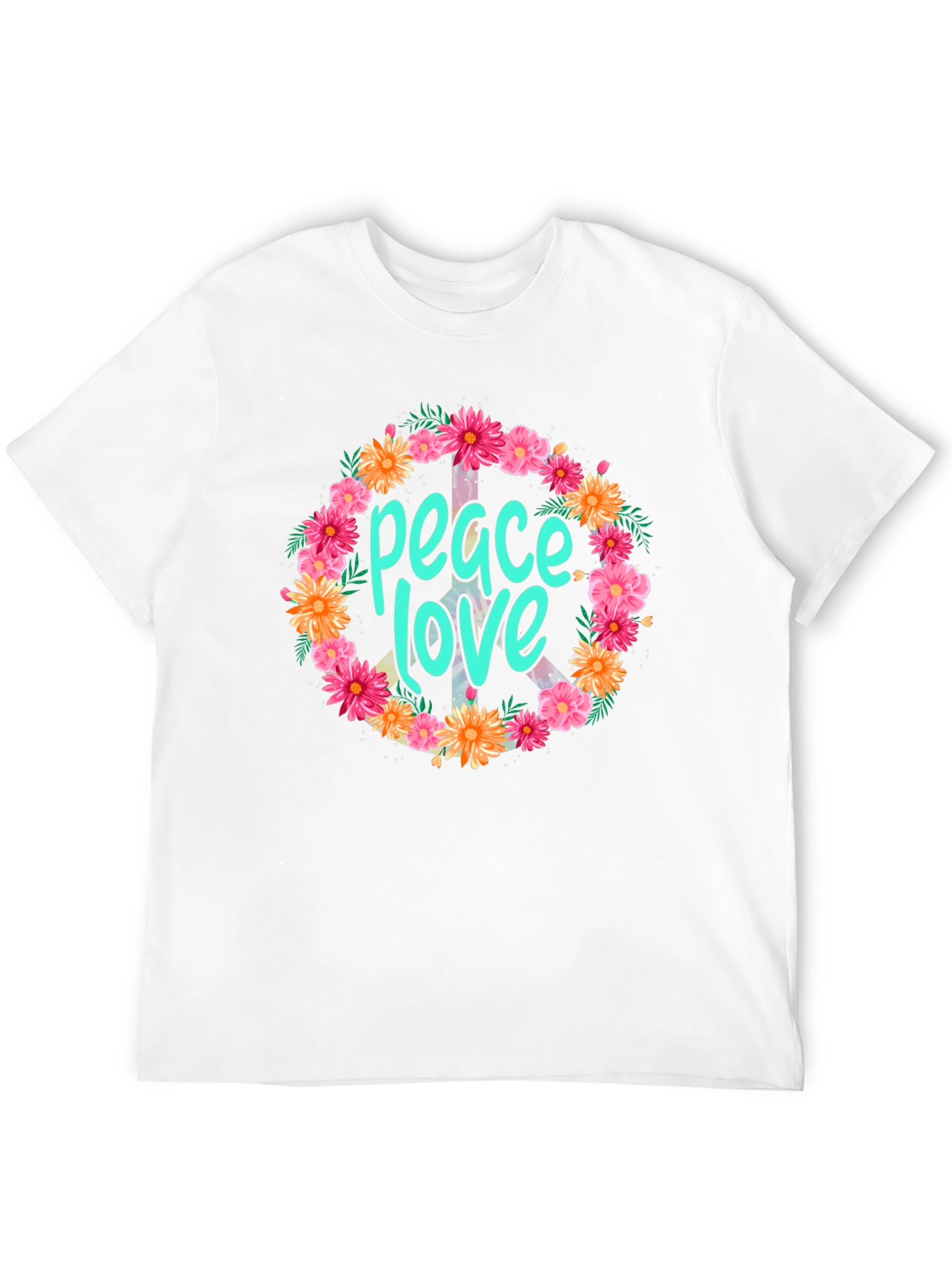 Black Peace Love Floral Wreath Graphic T-Shirt view 12