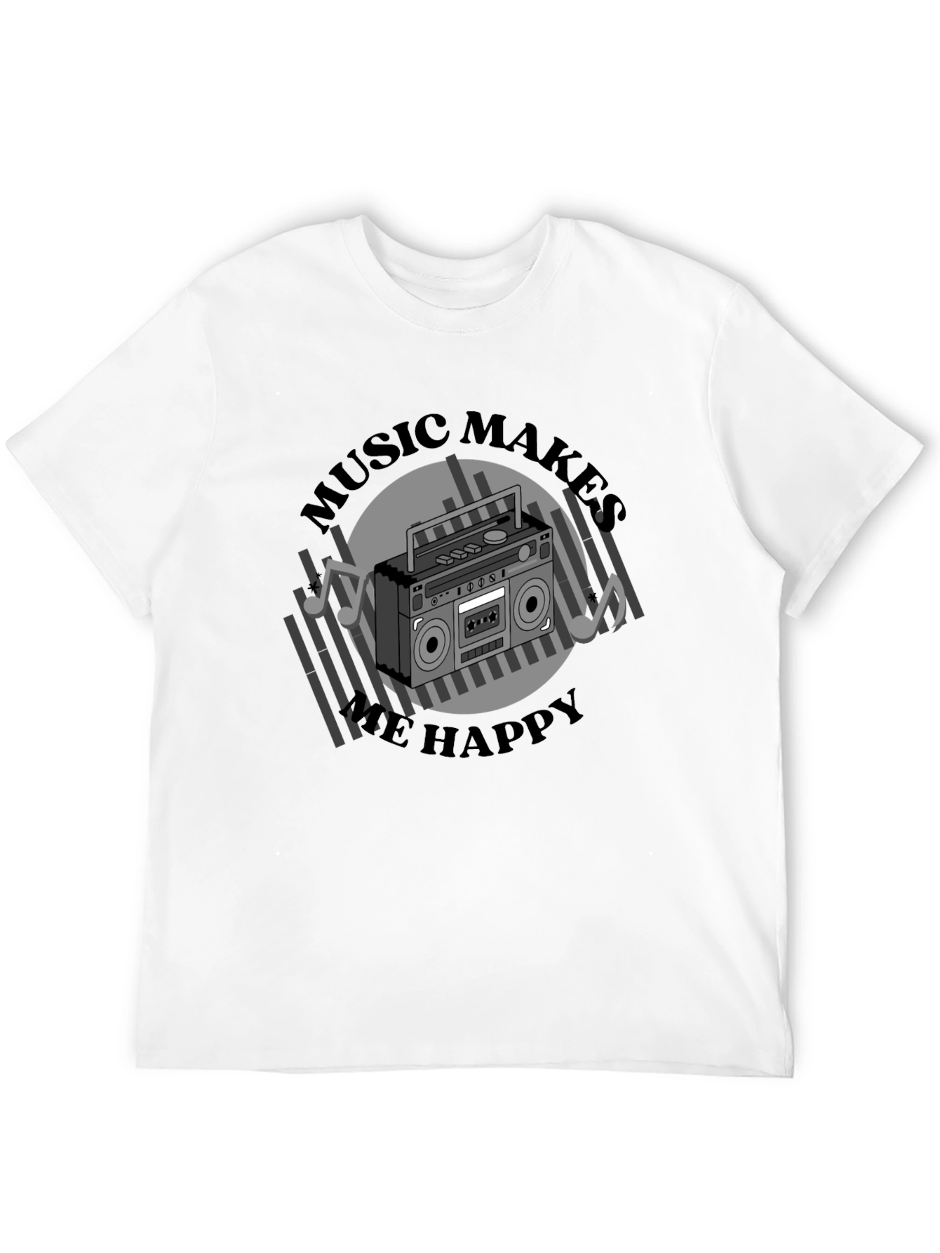 Black Music Makes Me Happy Black Graphic Tee view 12