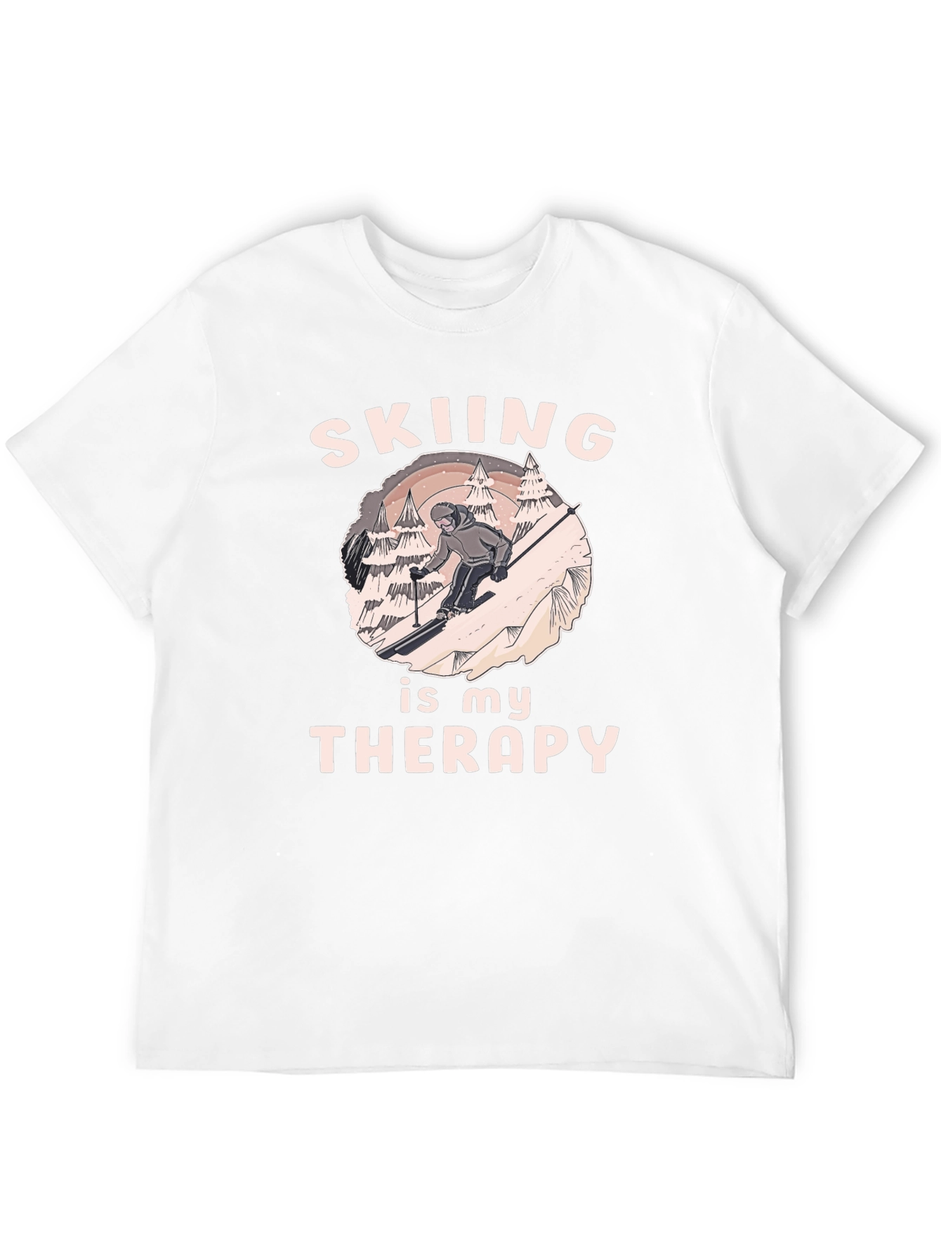 Black Skiing Therapy T-Shirt - Winter Sport Apparel view 12